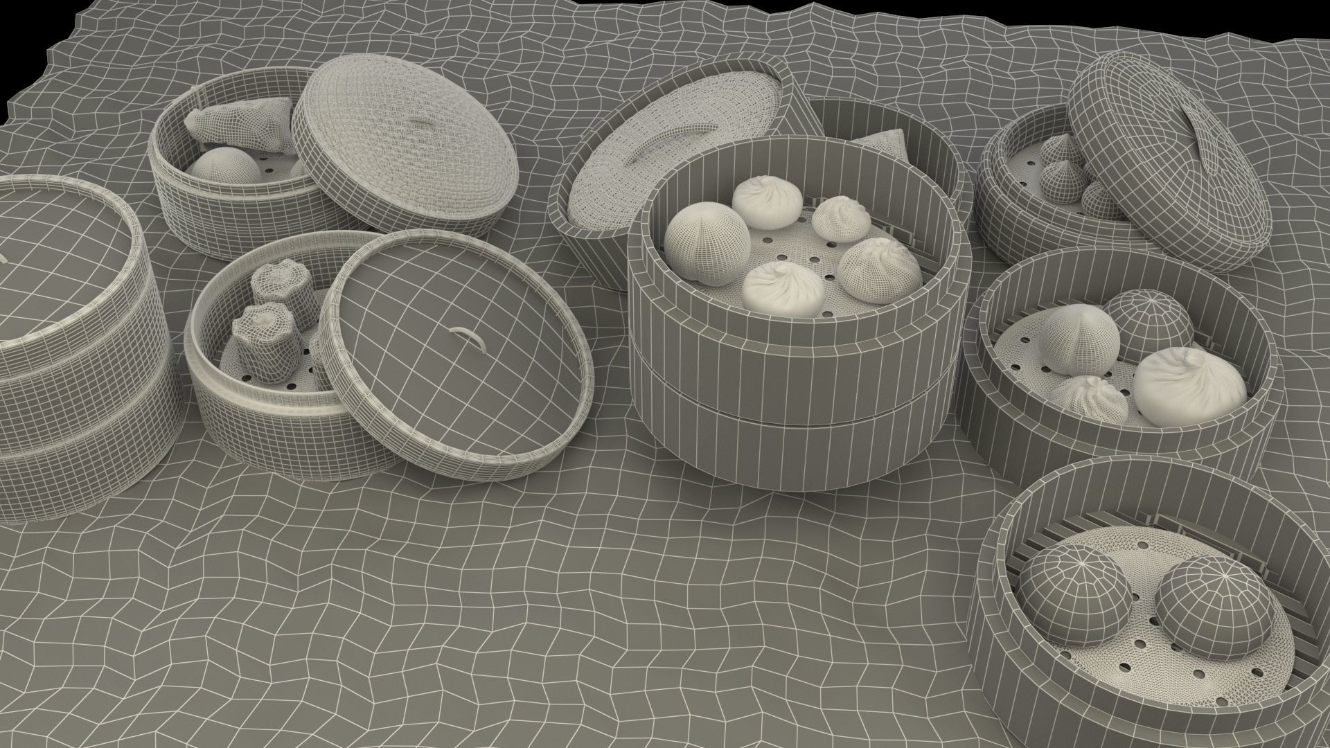 chinese dim-sum bamboo steamer  3D model_6