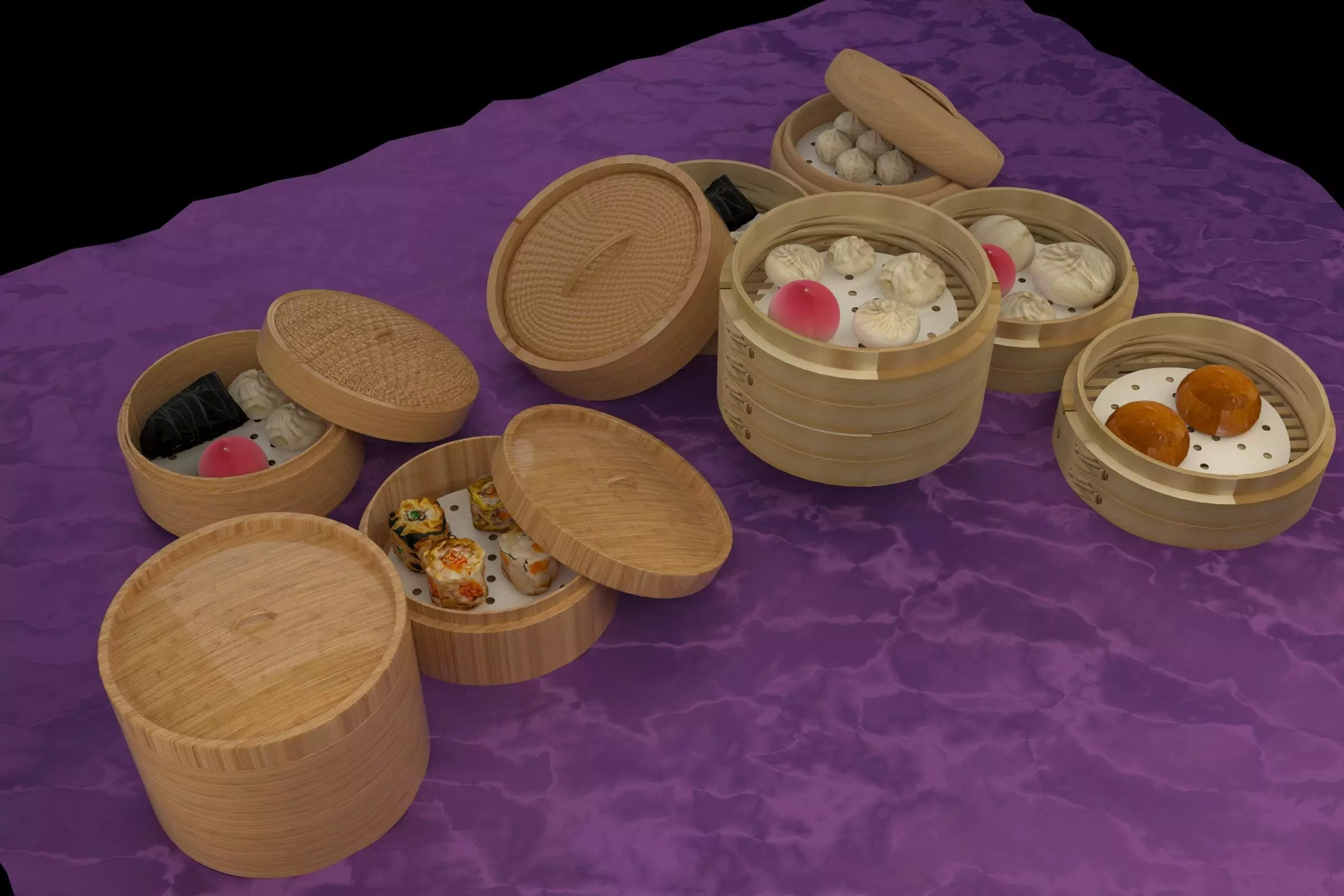 chinese dim-sum bamboo steamer  3D model_0
