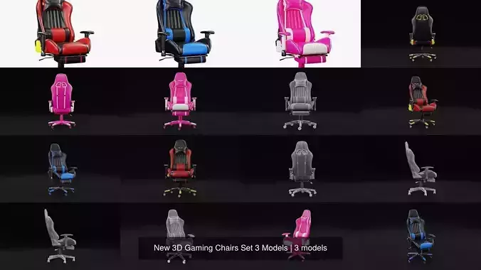 New 3D Gaming Chairs Set 3 Models