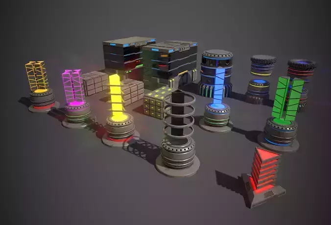 Sci-Fi Props Collection One Low-poly 3D model
