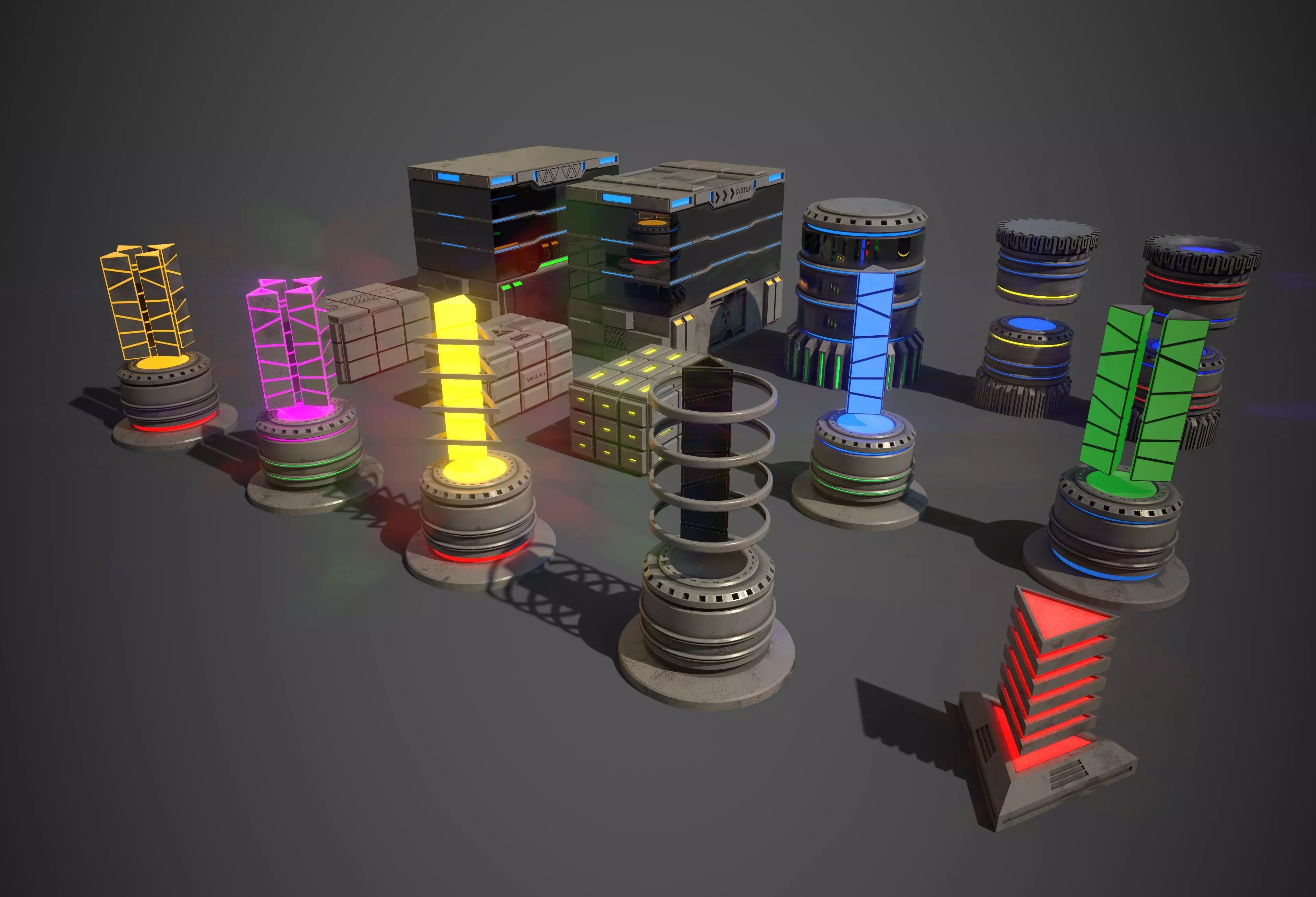 Sci-Fi Props Collection One Low-poly 3D model_0