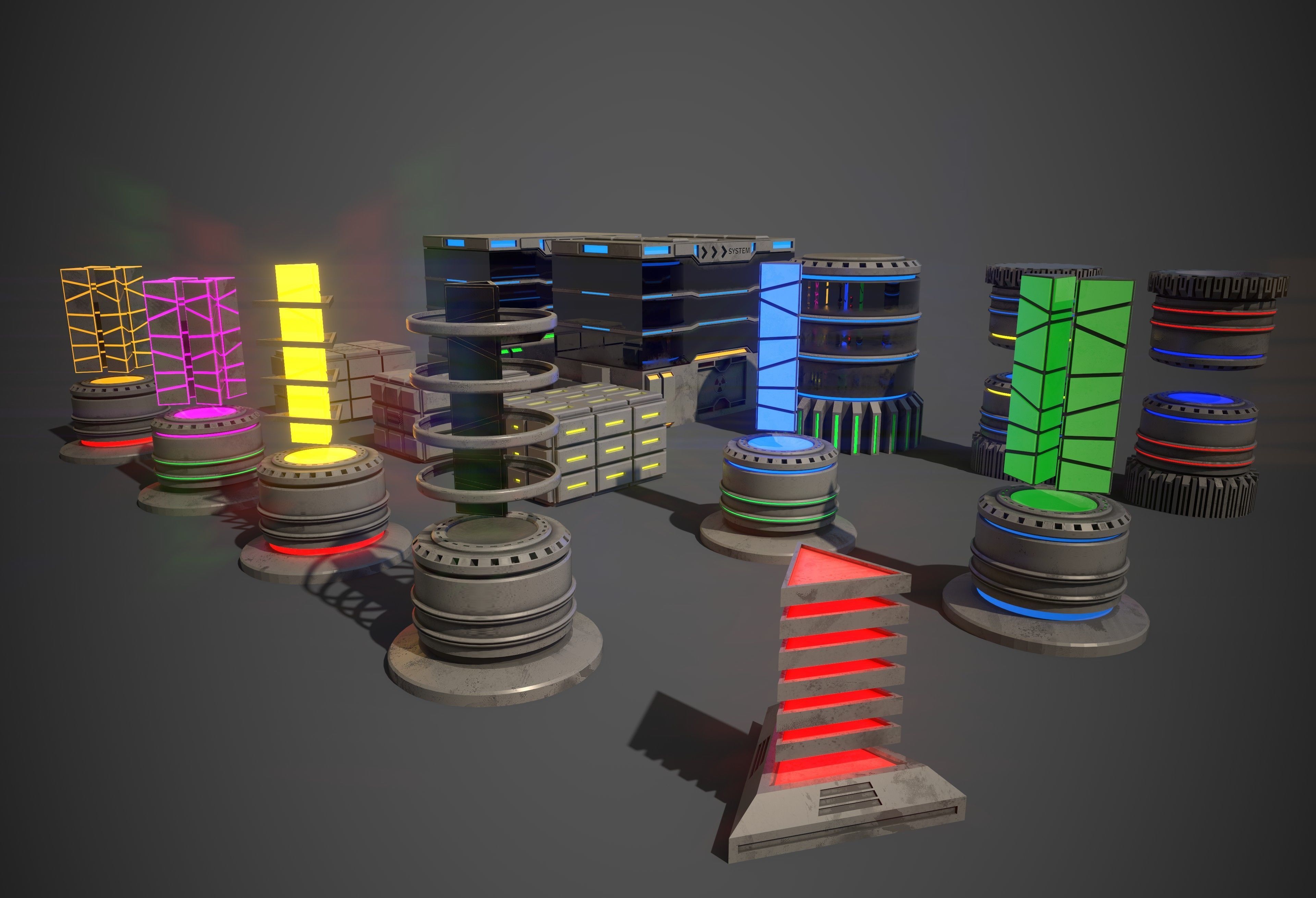 Sci-Fi Props Collection One Low-poly 3D model_1