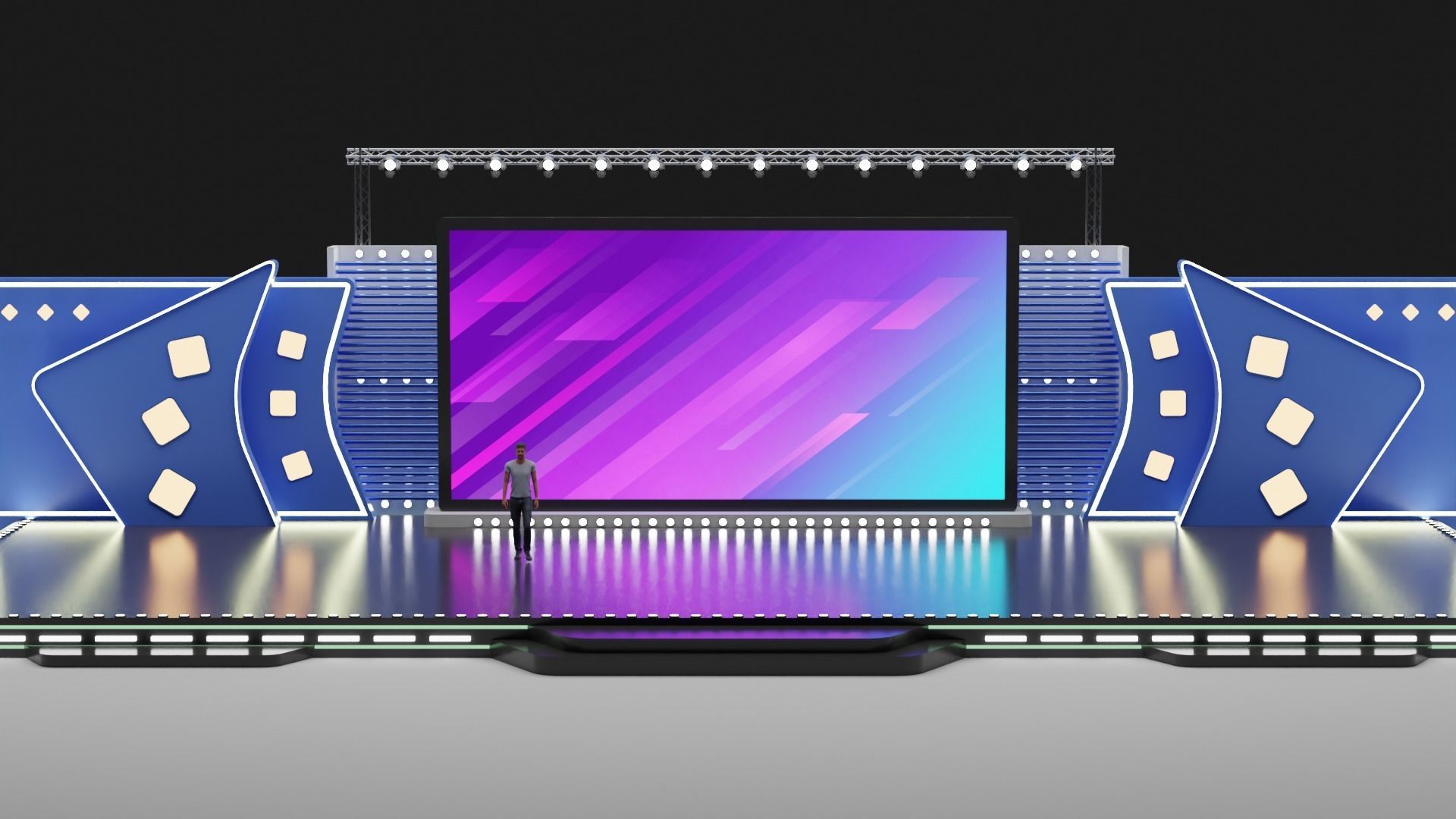 Entertainment Concert Event Stage 3D Model with Light 3D model_3