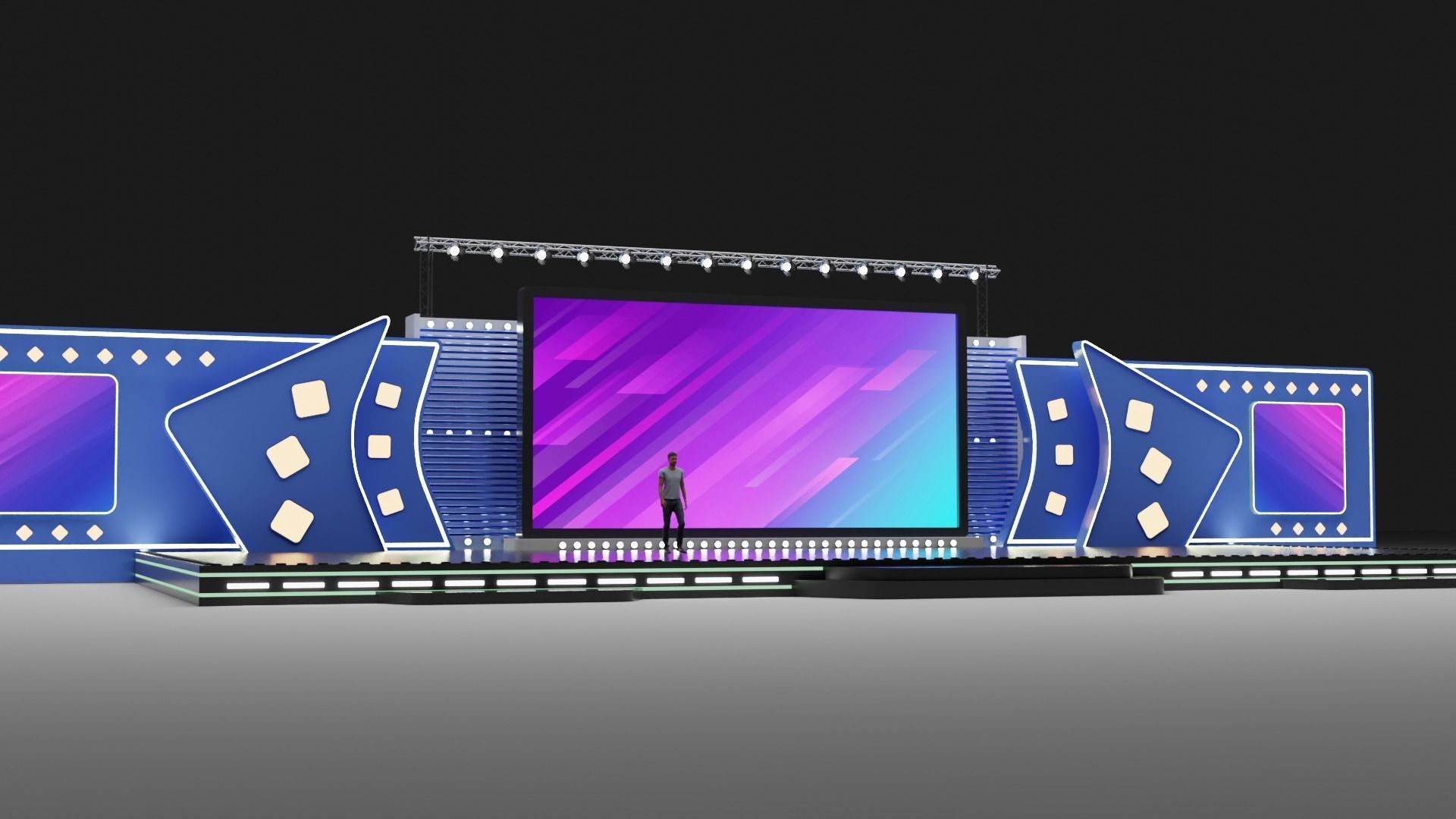 Entertainment Concert Event Stage 3D Model with Light 3D model_1