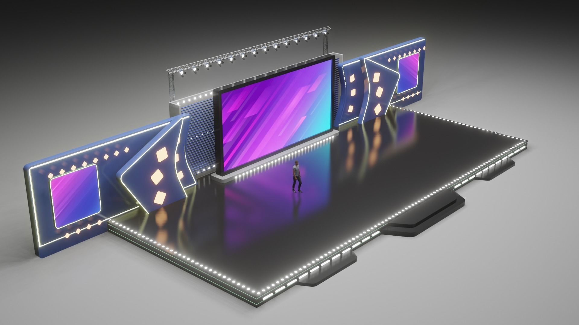 Entertainment Concert Event Stage 3D Model with Light 3D model_12