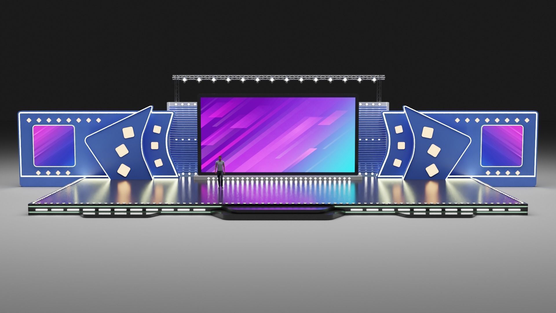 Entertainment Concert Event Stage 3D Model with Light 3D model_2
