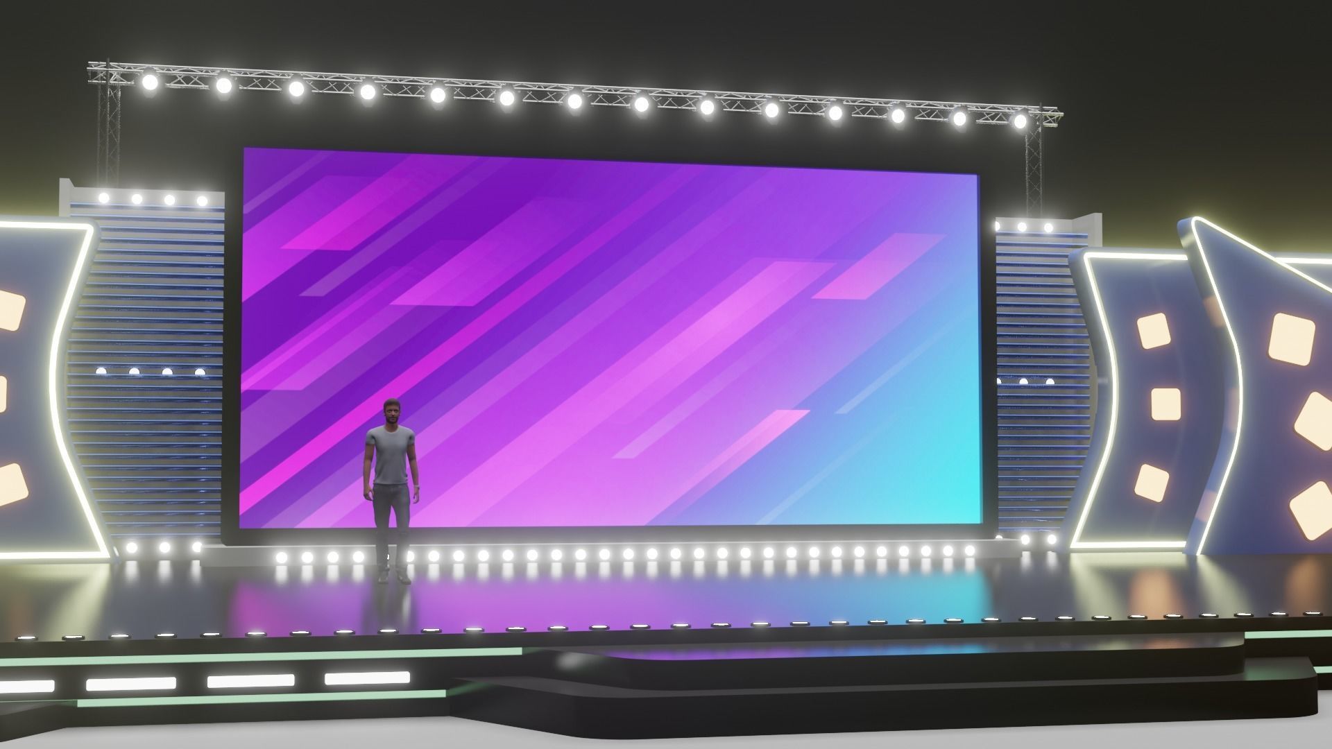 Entertainment Concert Event Stage 3D Model with Light 3D model_17