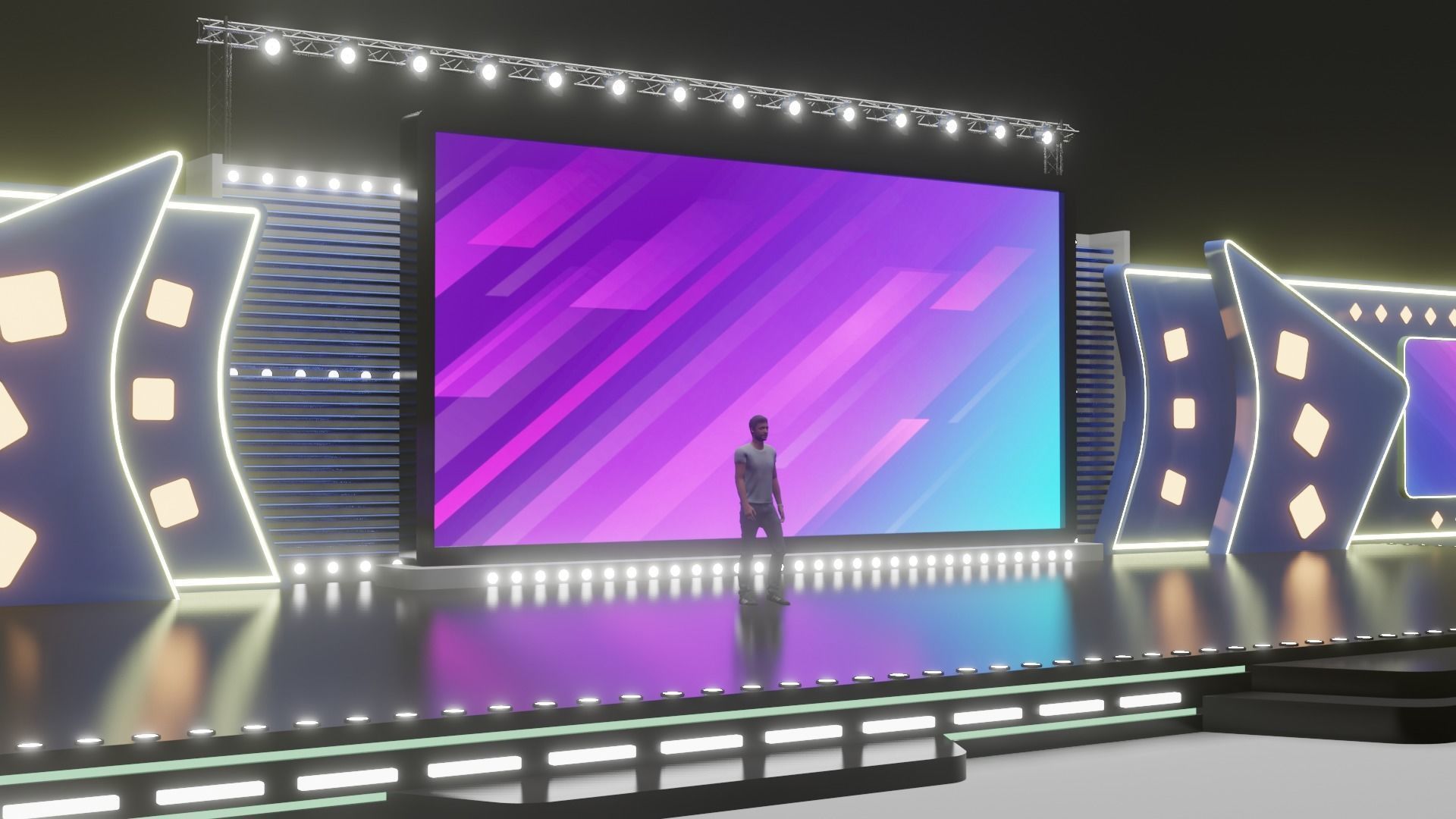 Entertainment Concert Event Stage 3D Model with Light 3D model_13
