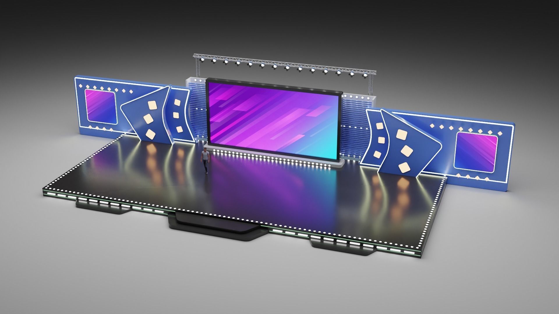 Entertainment Concert Event Stage 3D Model with Light 3D model_4