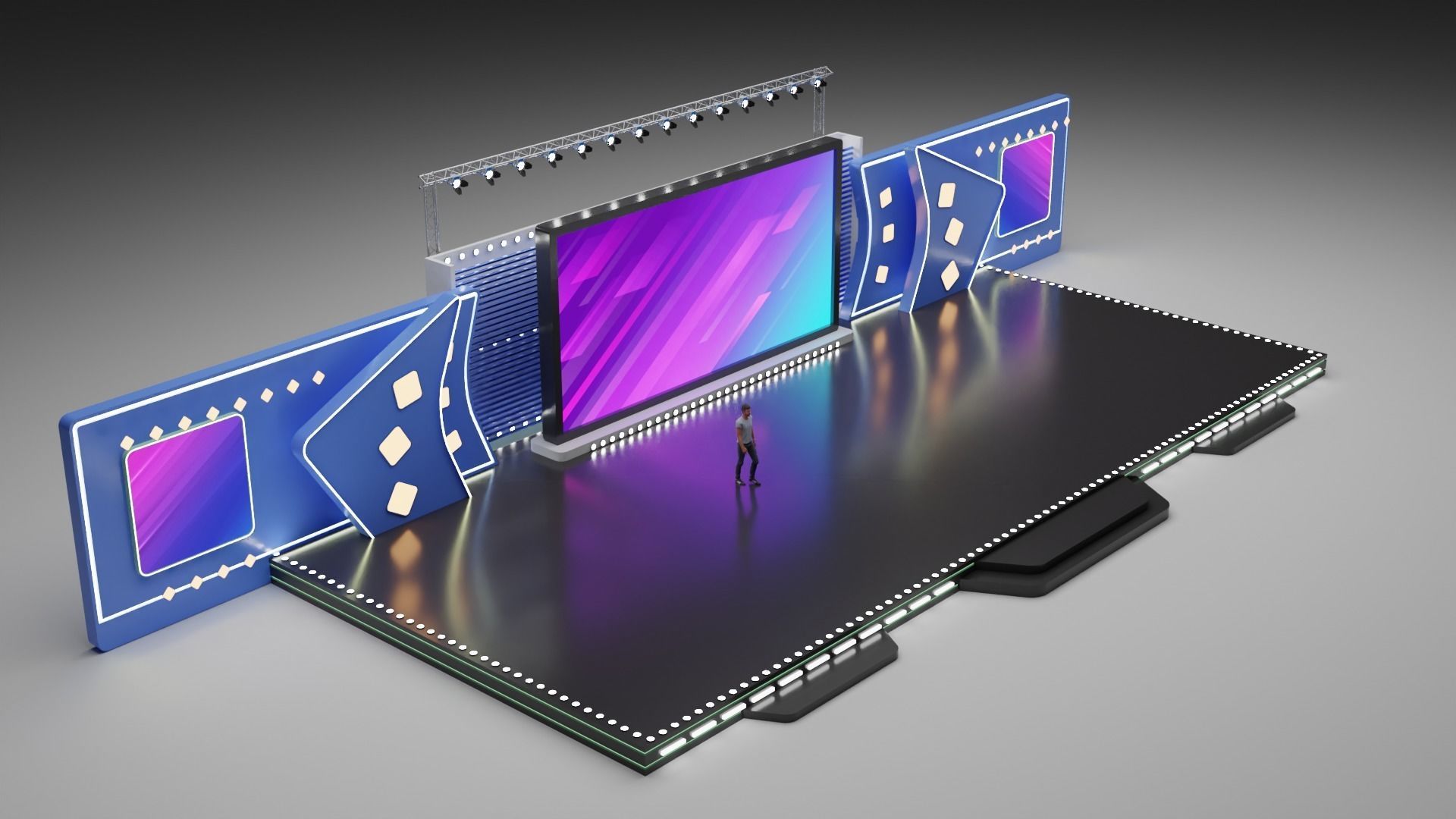 Entertainment Concert Event Stage 3D Model with Light 3D model_5