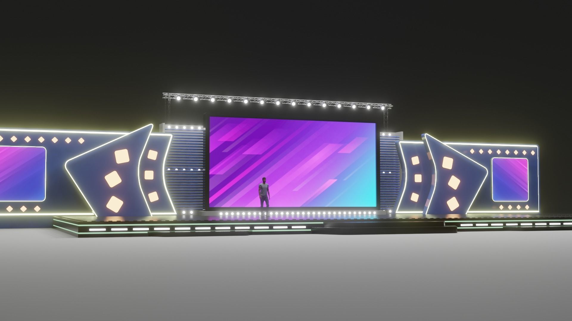 Entertainment Concert Event Stage 3D Model with Light 3D model_14