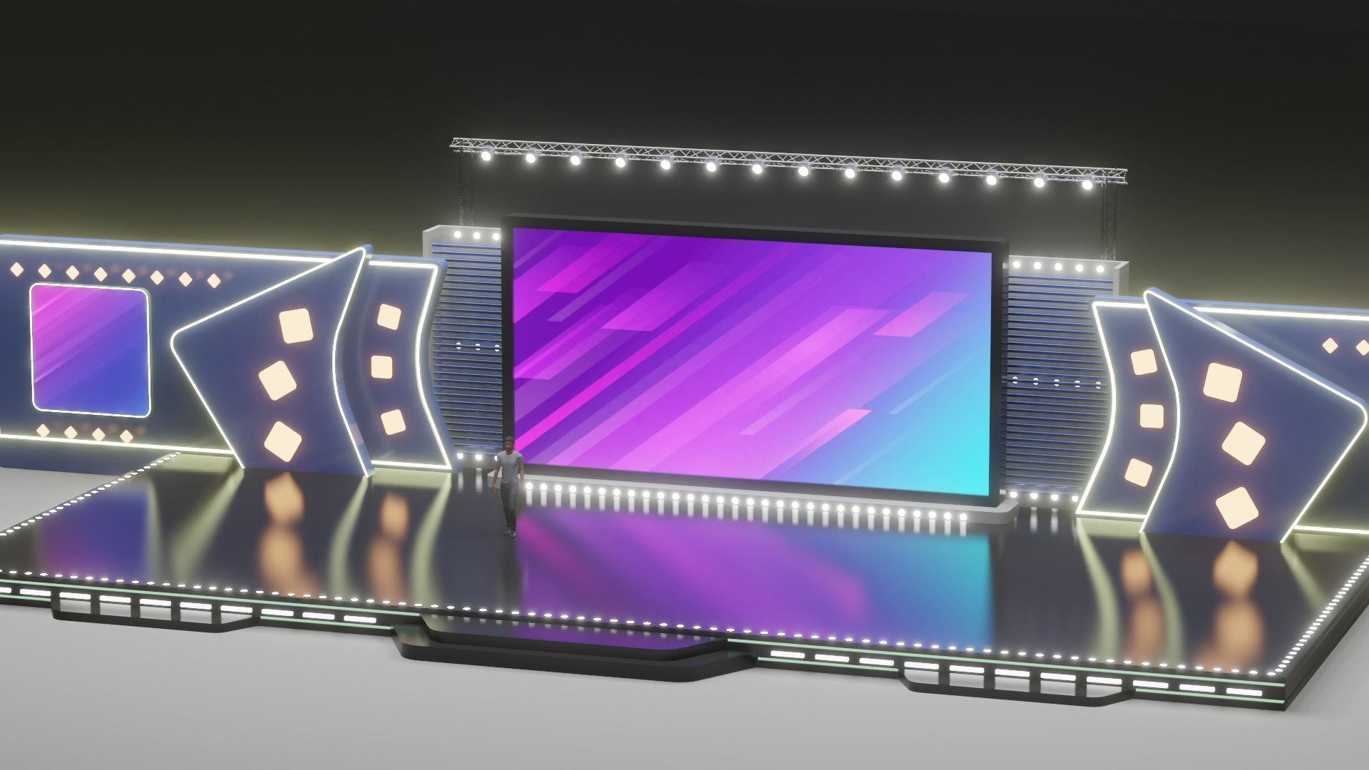 Entertainment Concert Event Stage 3D Model with Light 3D model_18