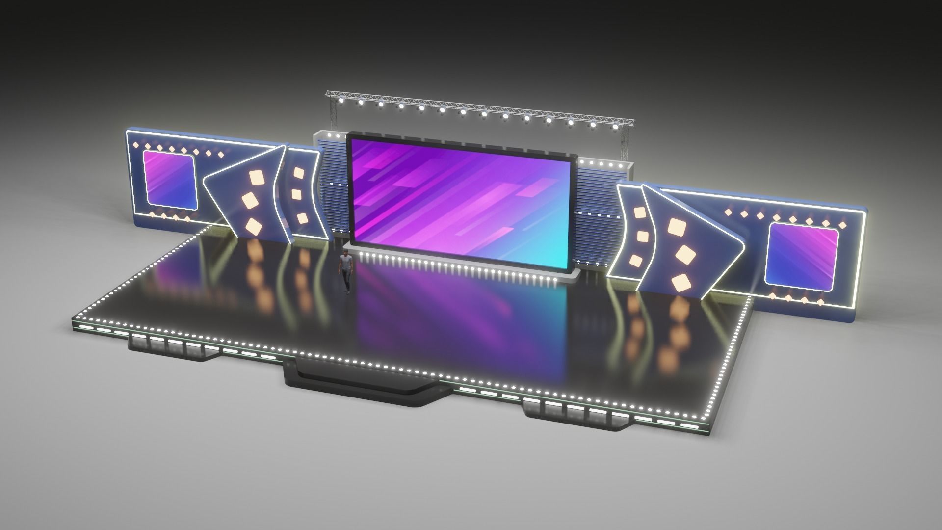 Entertainment Concert Event Stage 3D Model with Light 3D model_21