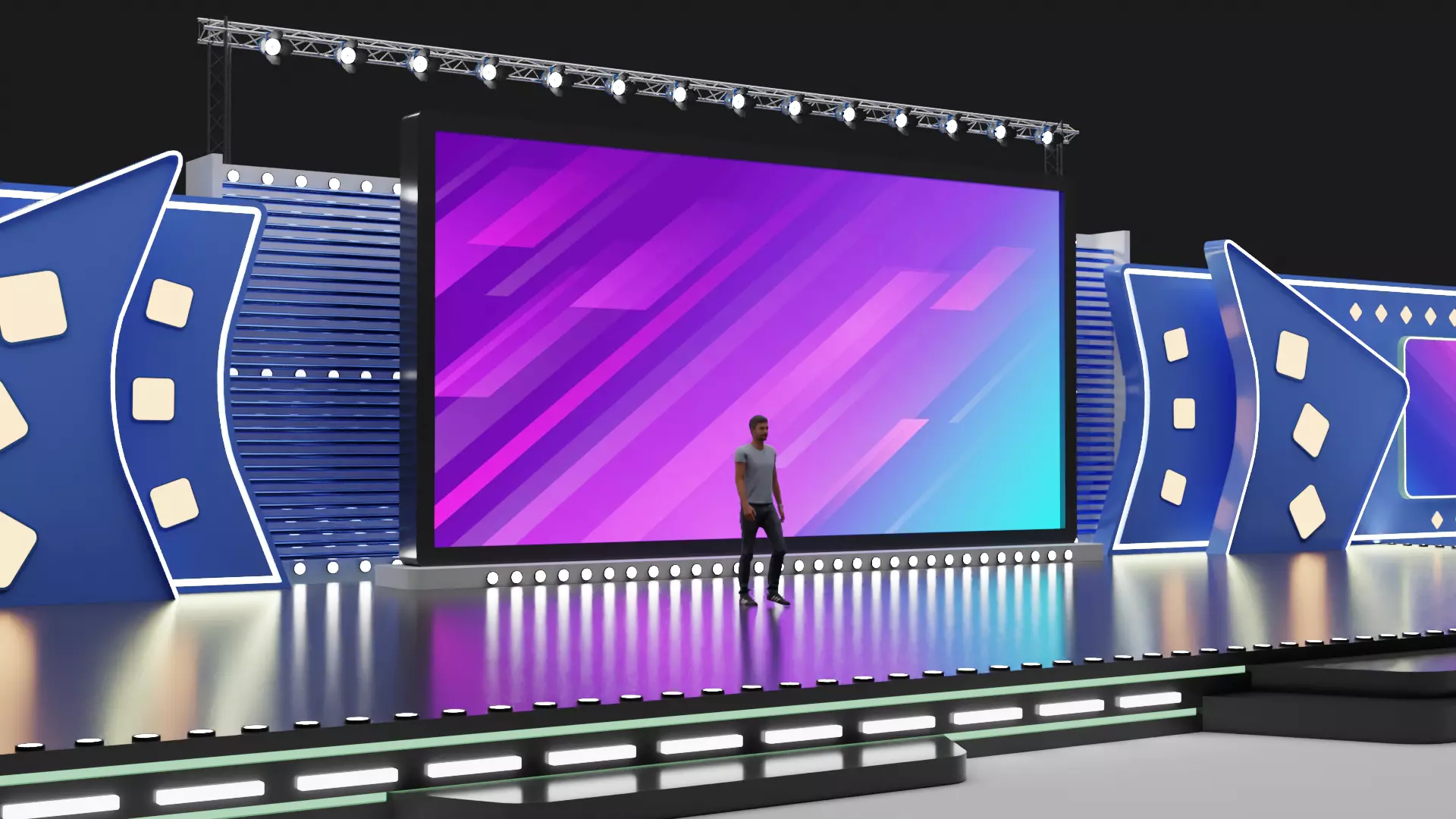 Entertainment Concert Event Stage 3D Model with Light 3D model_0