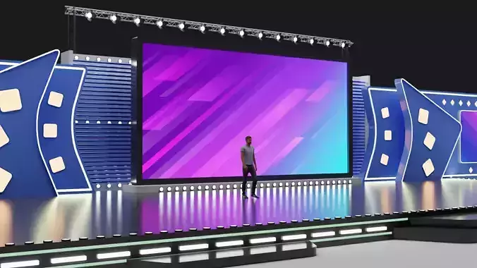 Entertainment Concert Event Stage 3D Model with Light 3D model