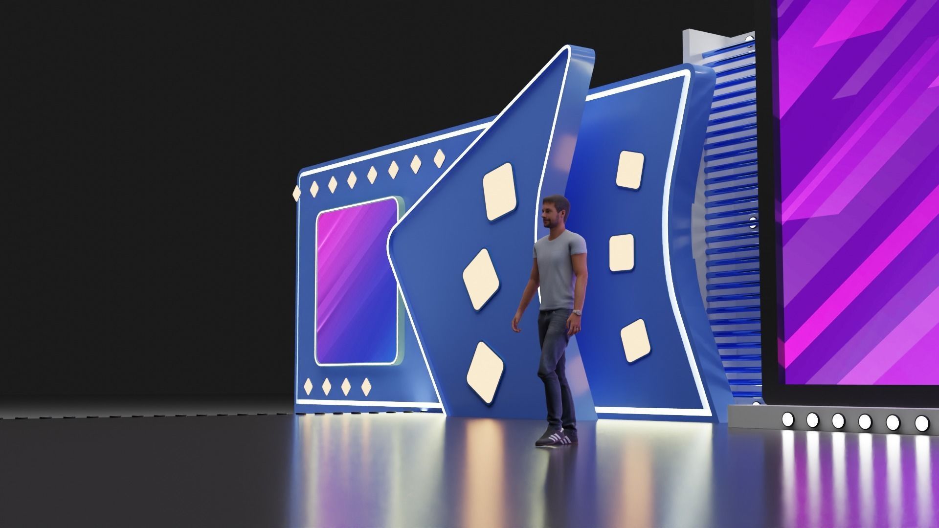 Entertainment Concert Event Stage 3D Model with Light 3D model_7