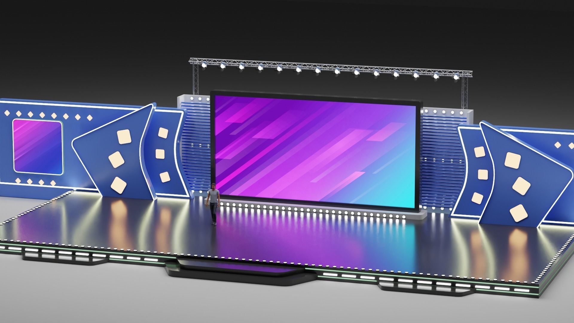 Entertainment Concert Event Stage 3D Model with Light 3D model_10