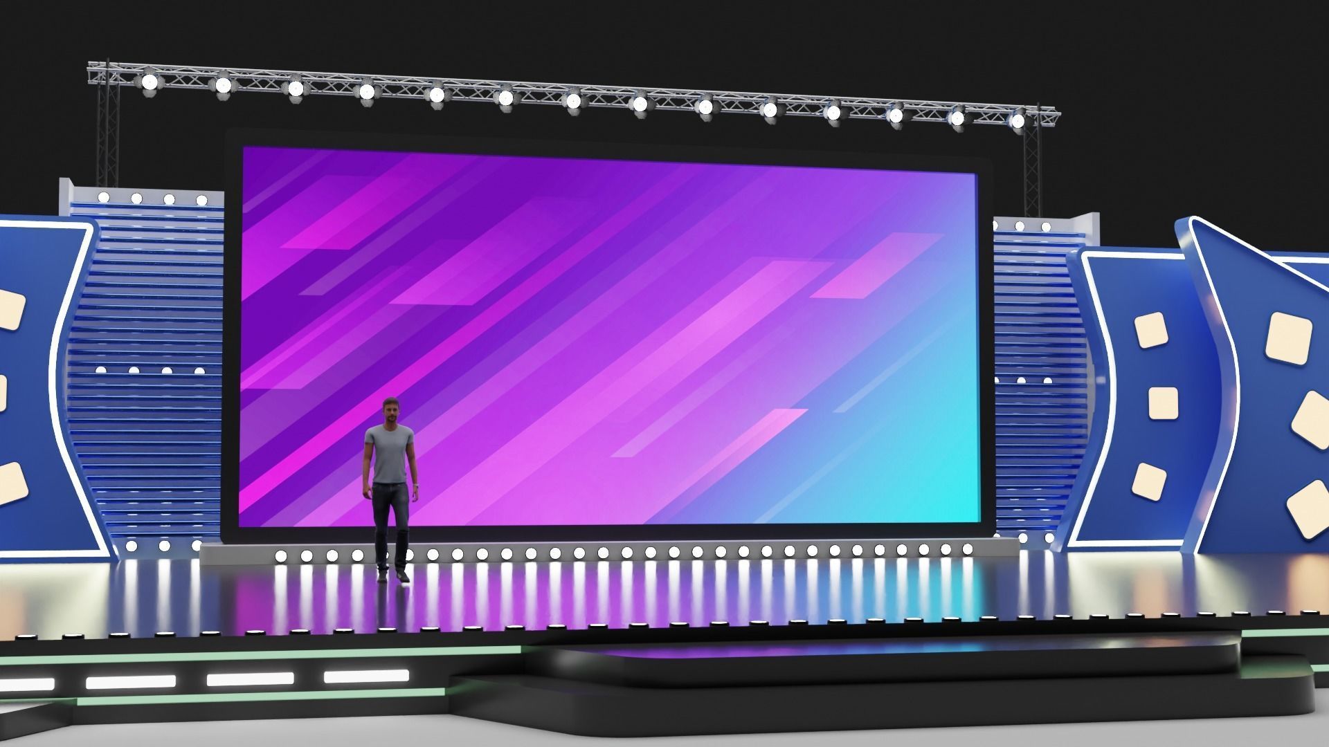 Entertainment Concert Event Stage 3D Model with Light 3D model_8