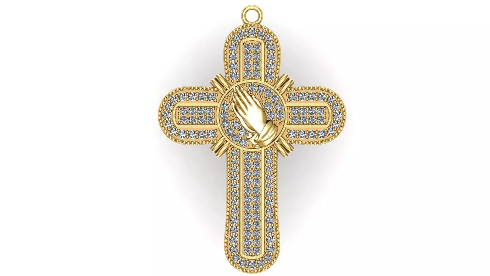 Cross Praying Hand Pendant 3D print model_0