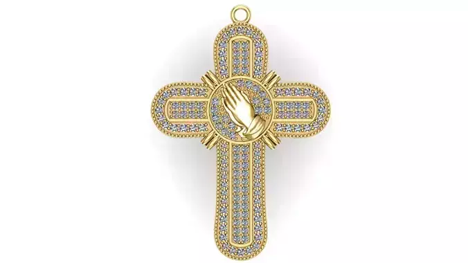 Cross Praying Hand Pendant