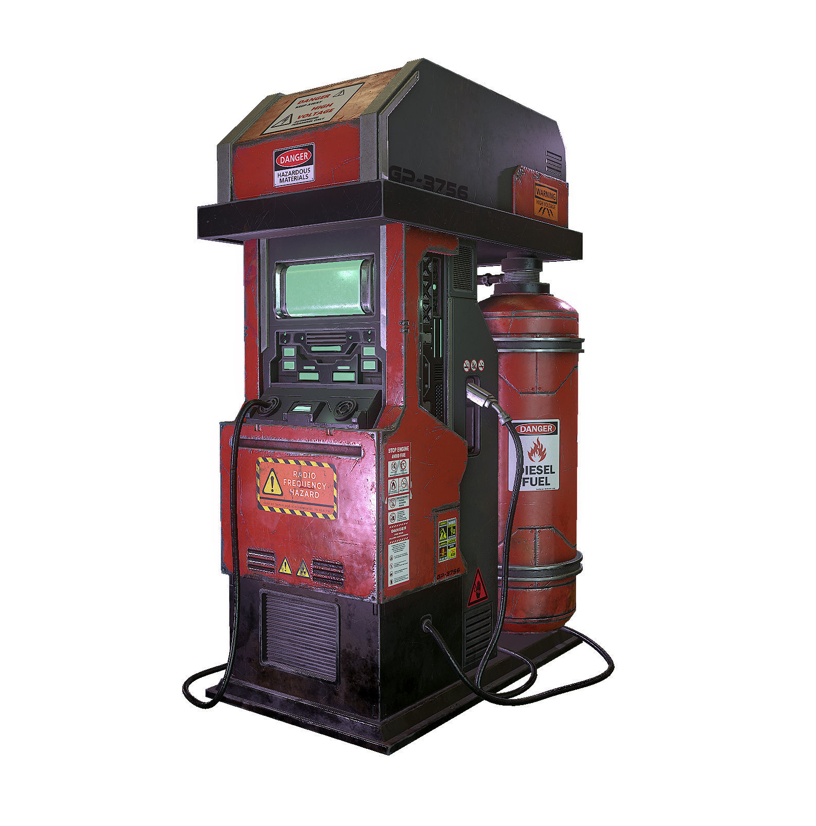 Sci-Fi Gas Pump Low-poly 3D model_1