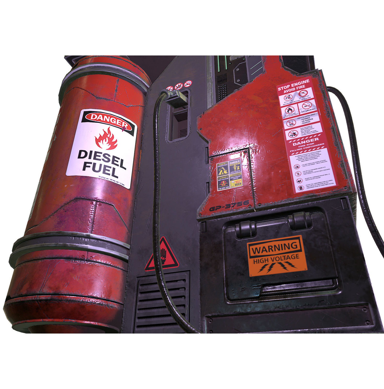 Sci-Fi Gas Pump Low-poly 3D model_3