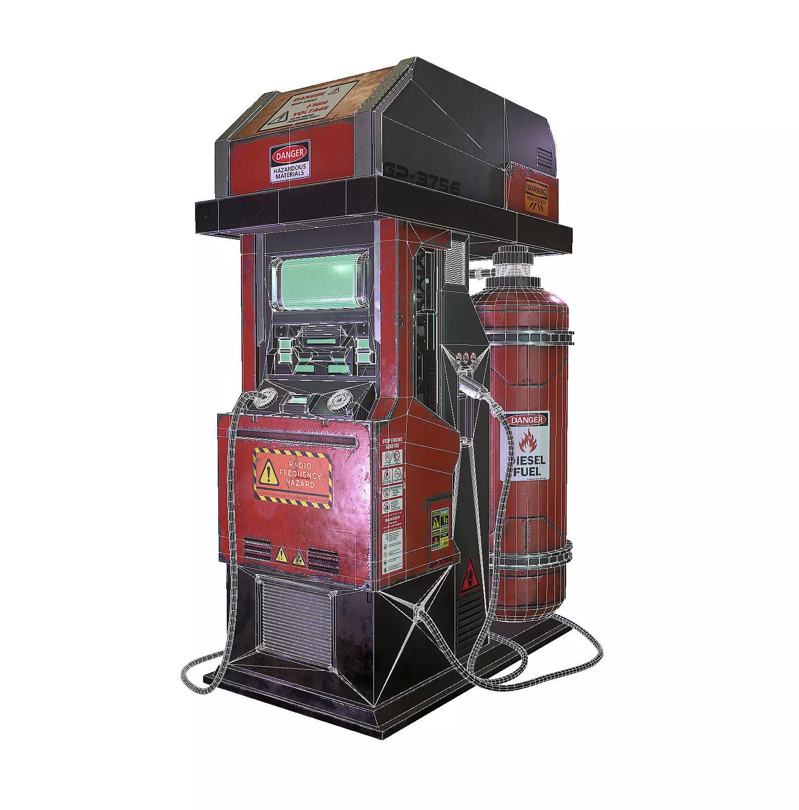 Sci-Fi Gas Pump Low-poly 3D model_0