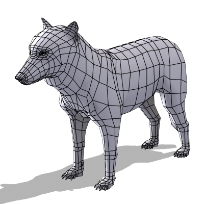 Textured Low Poly Wolf 3D model_6