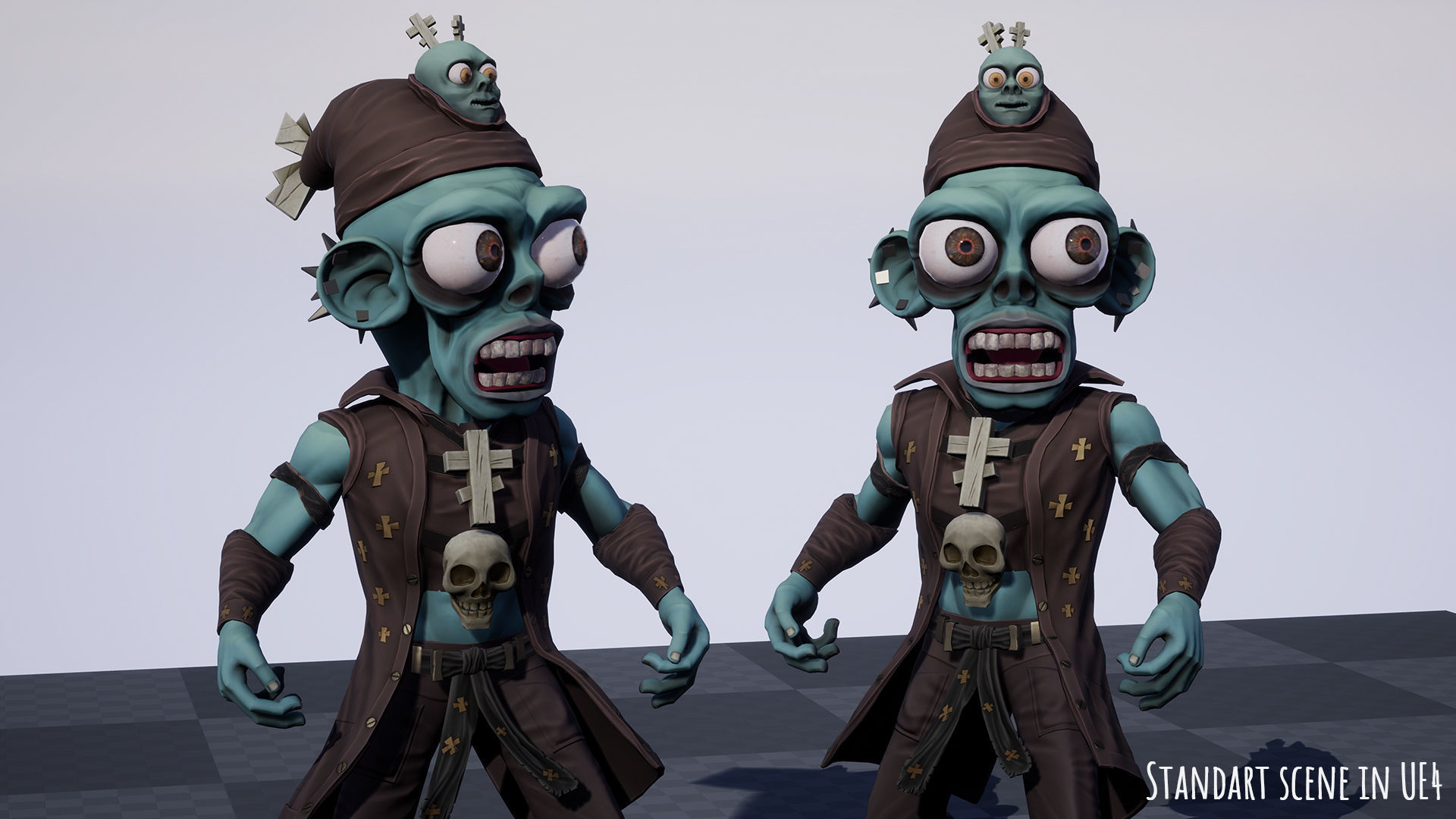 Stylized male Zombie 3 Low-poly 3D model_19