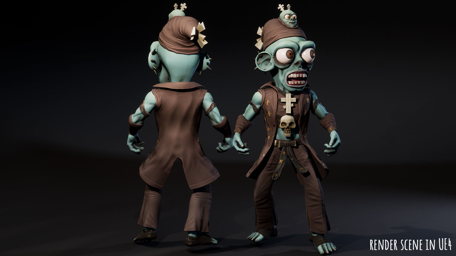 Stylized male Zombie 3 Low-poly 3D model_11