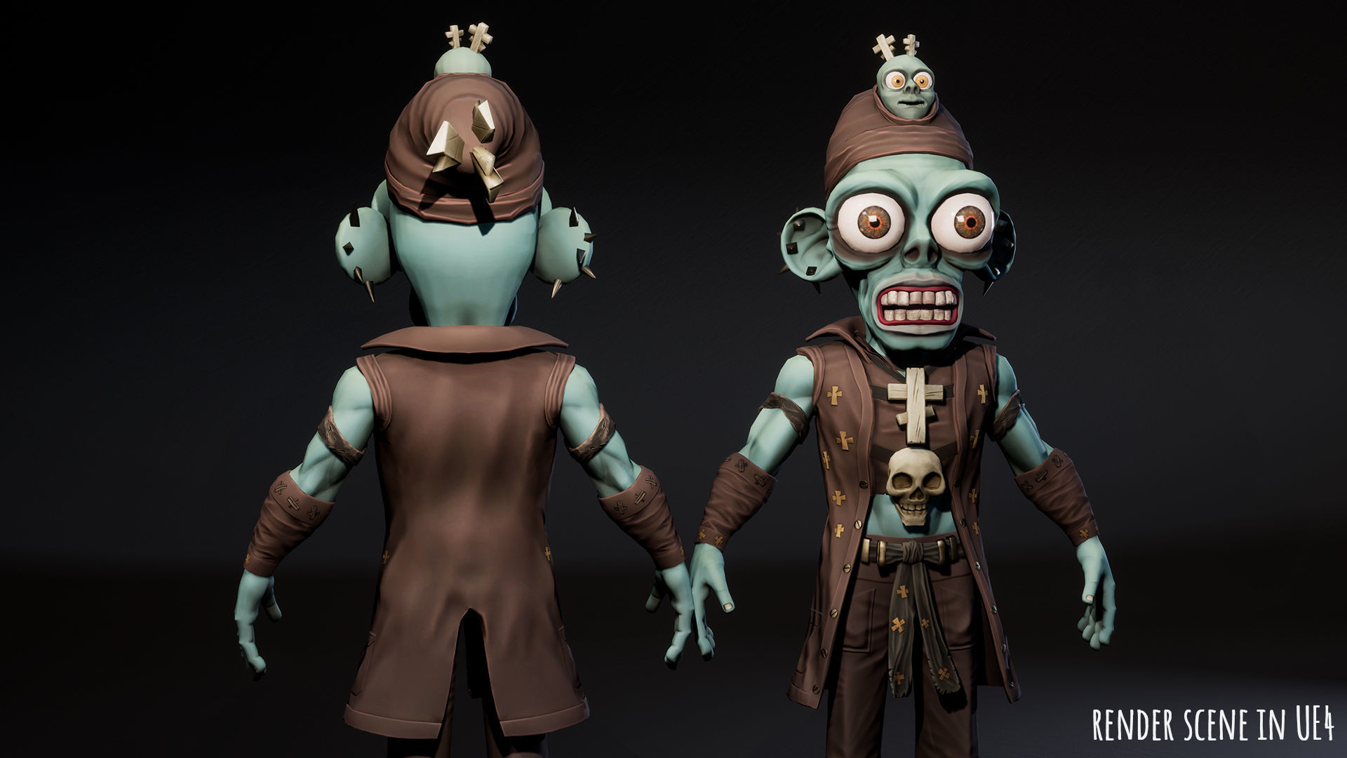 Stylized male Zombie 3 Low-poly 3D model_10