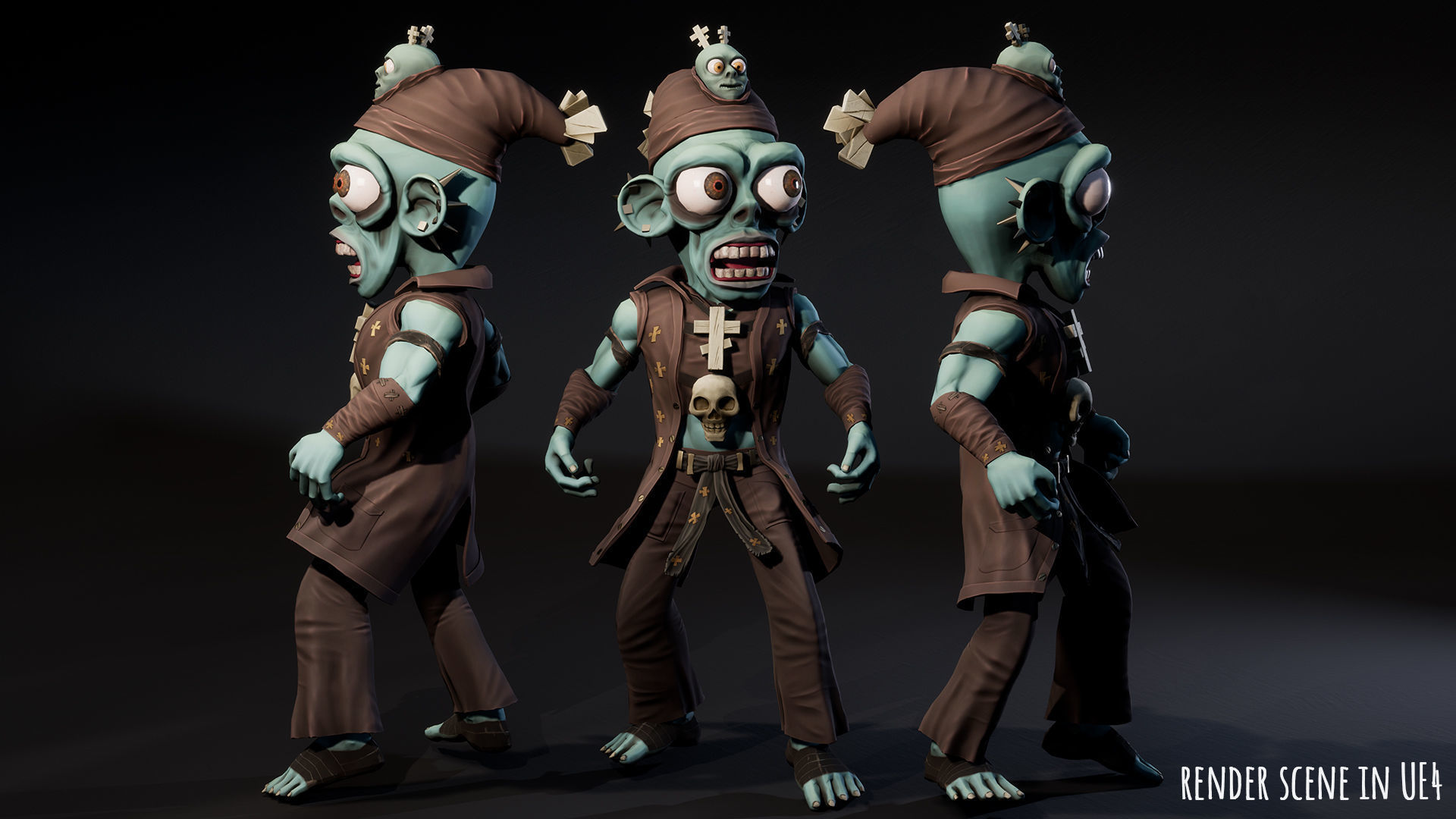 Stylized male Zombie 3 Low-poly 3D model_7