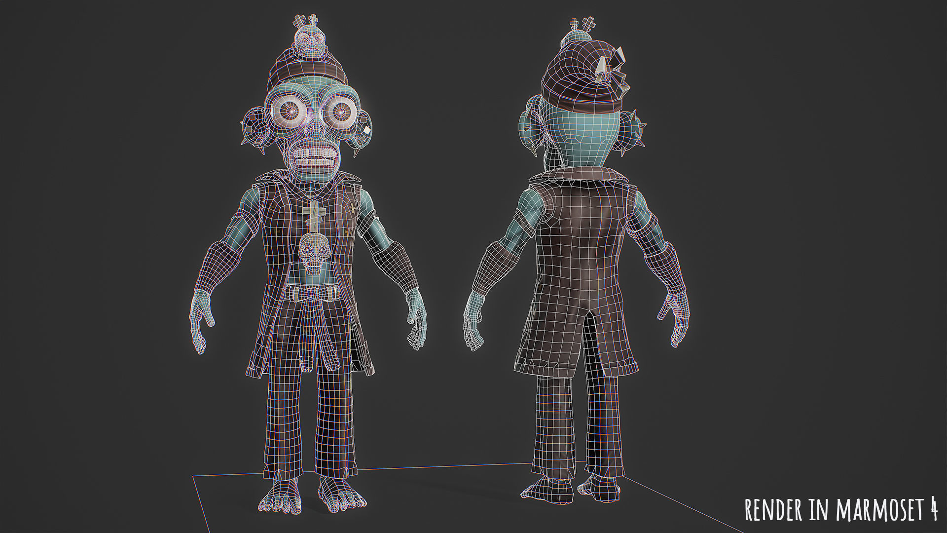 Stylized male Zombie 3 Low-poly 3D model_21