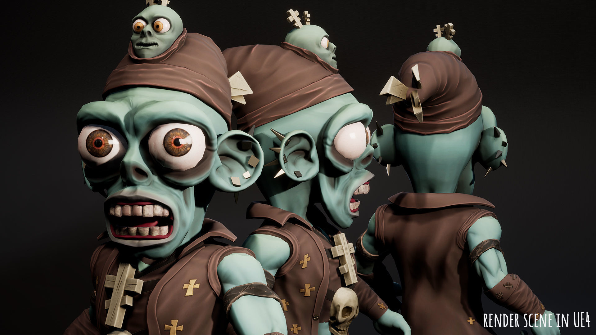 Stylized male Zombie 3 Low-poly 3D model_4