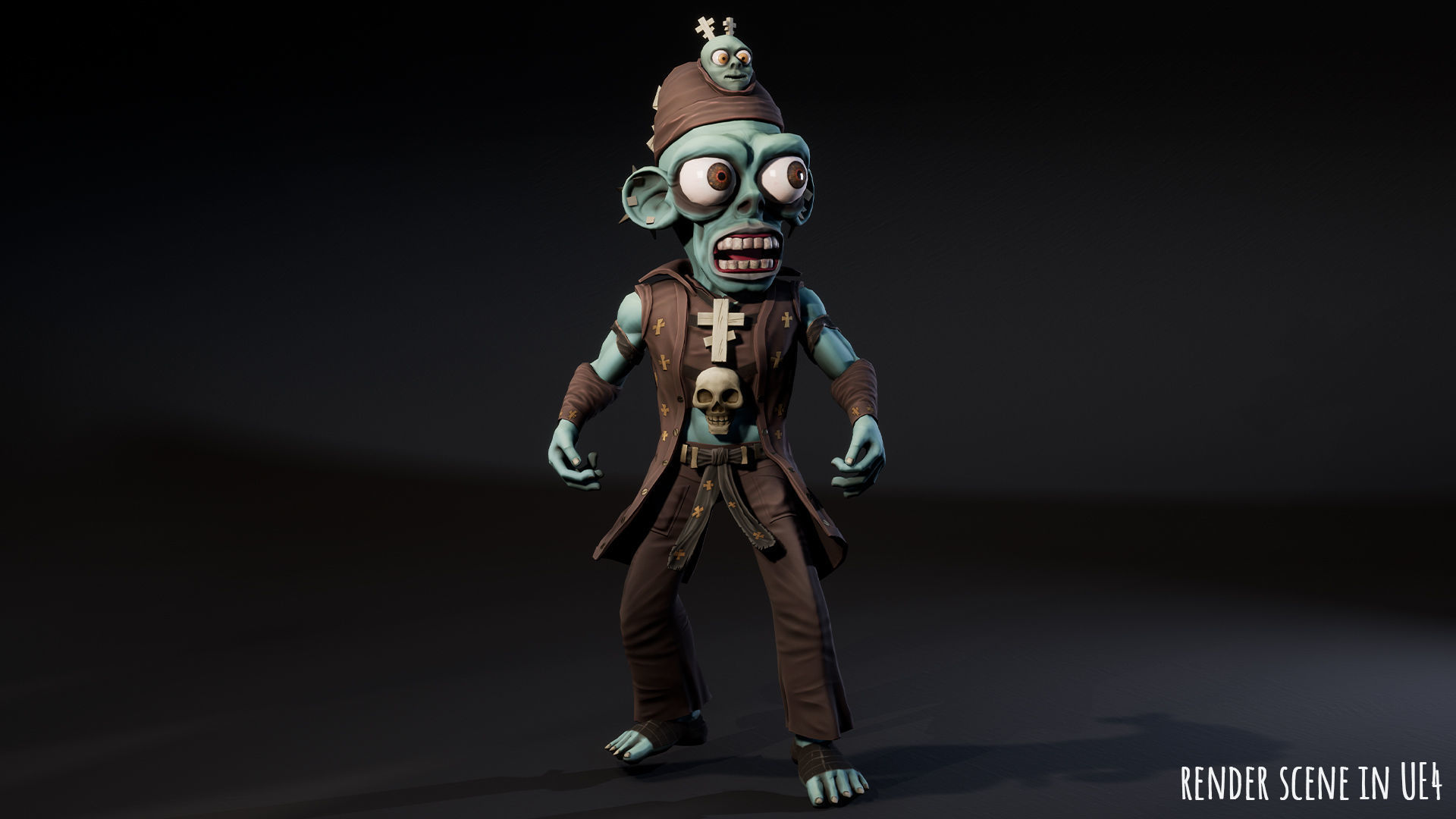 Stylized male Zombie 3 Low-poly 3D model_5