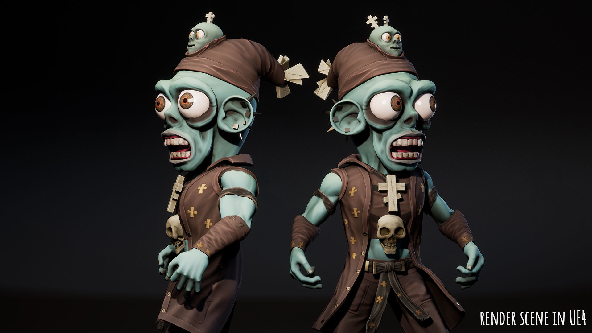 Stylized male Zombie 3 Low-poly 3D model_12