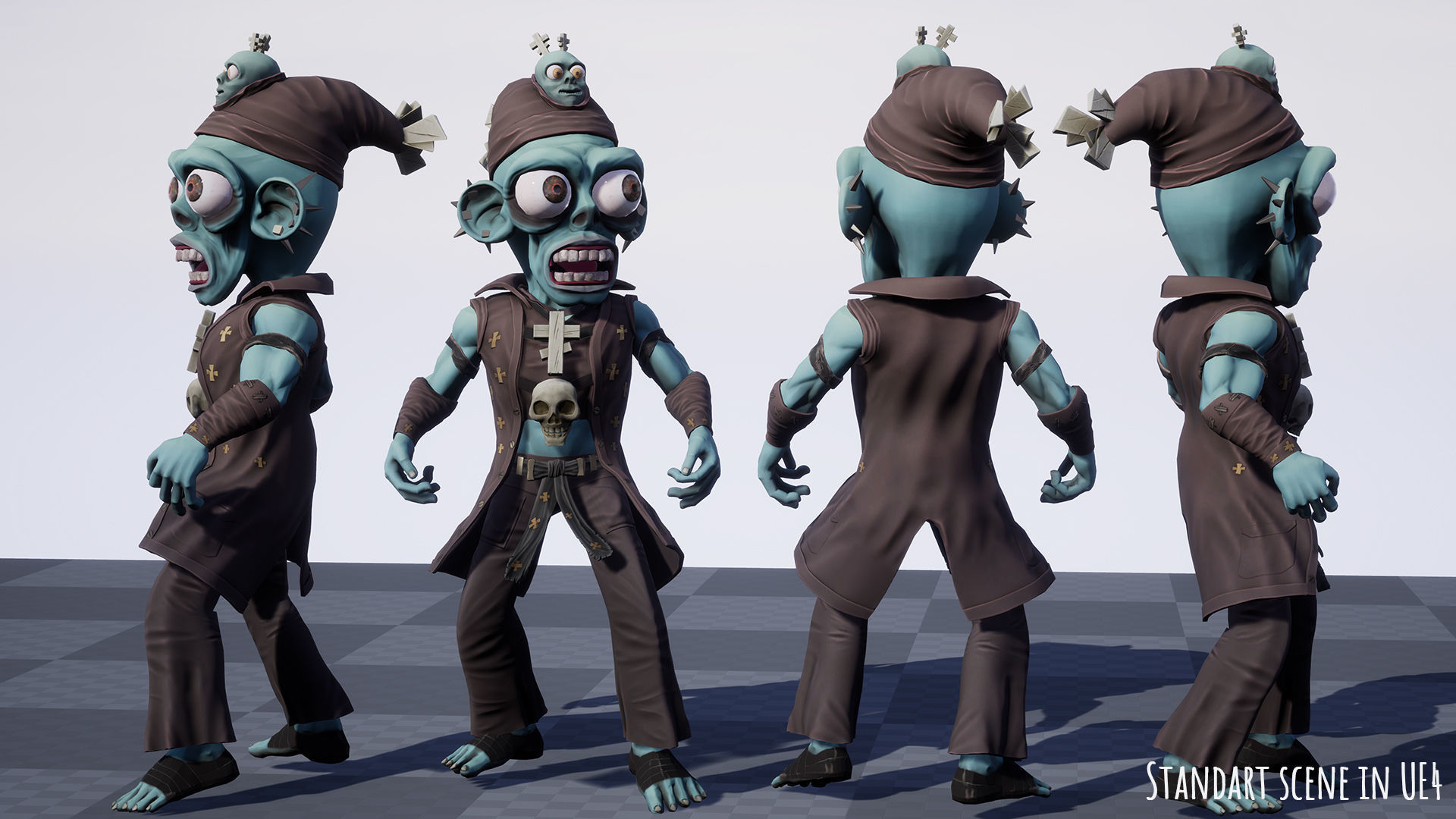 Stylized male Zombie 3 Low-poly 3D model_18