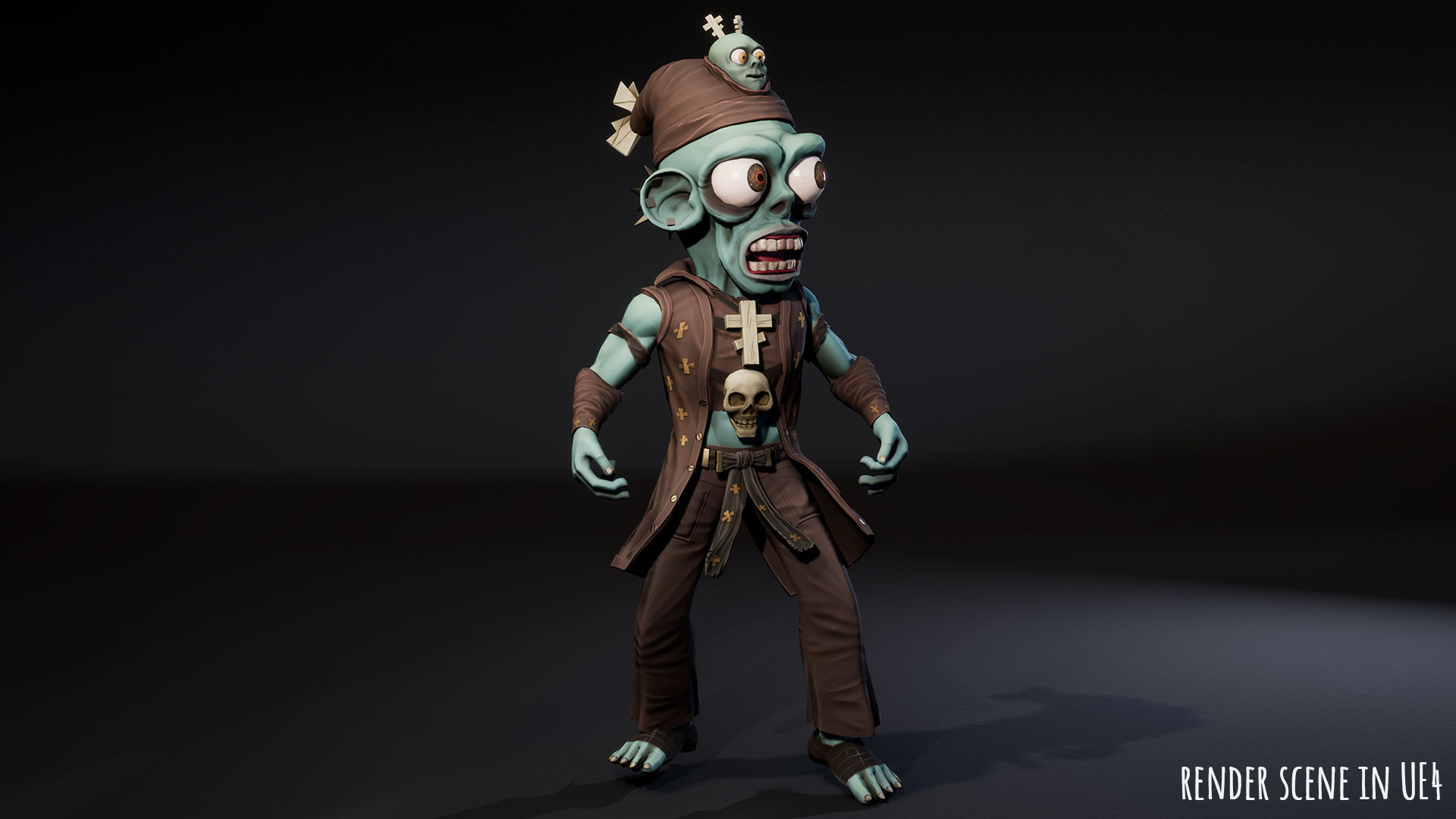 Stylized male Zombie 3 Low-poly 3D model_2