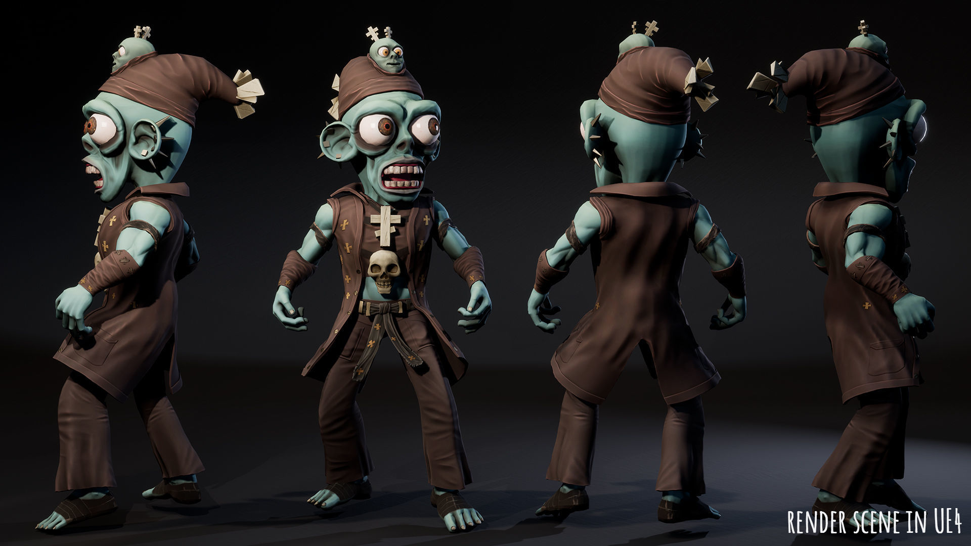 Stylized male Zombie 3 Low-poly 3D model_8
