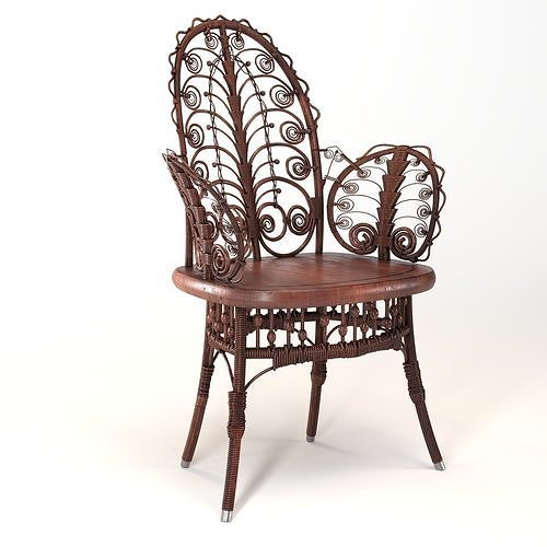 Victorian Wicker Parlor Chair 3D model