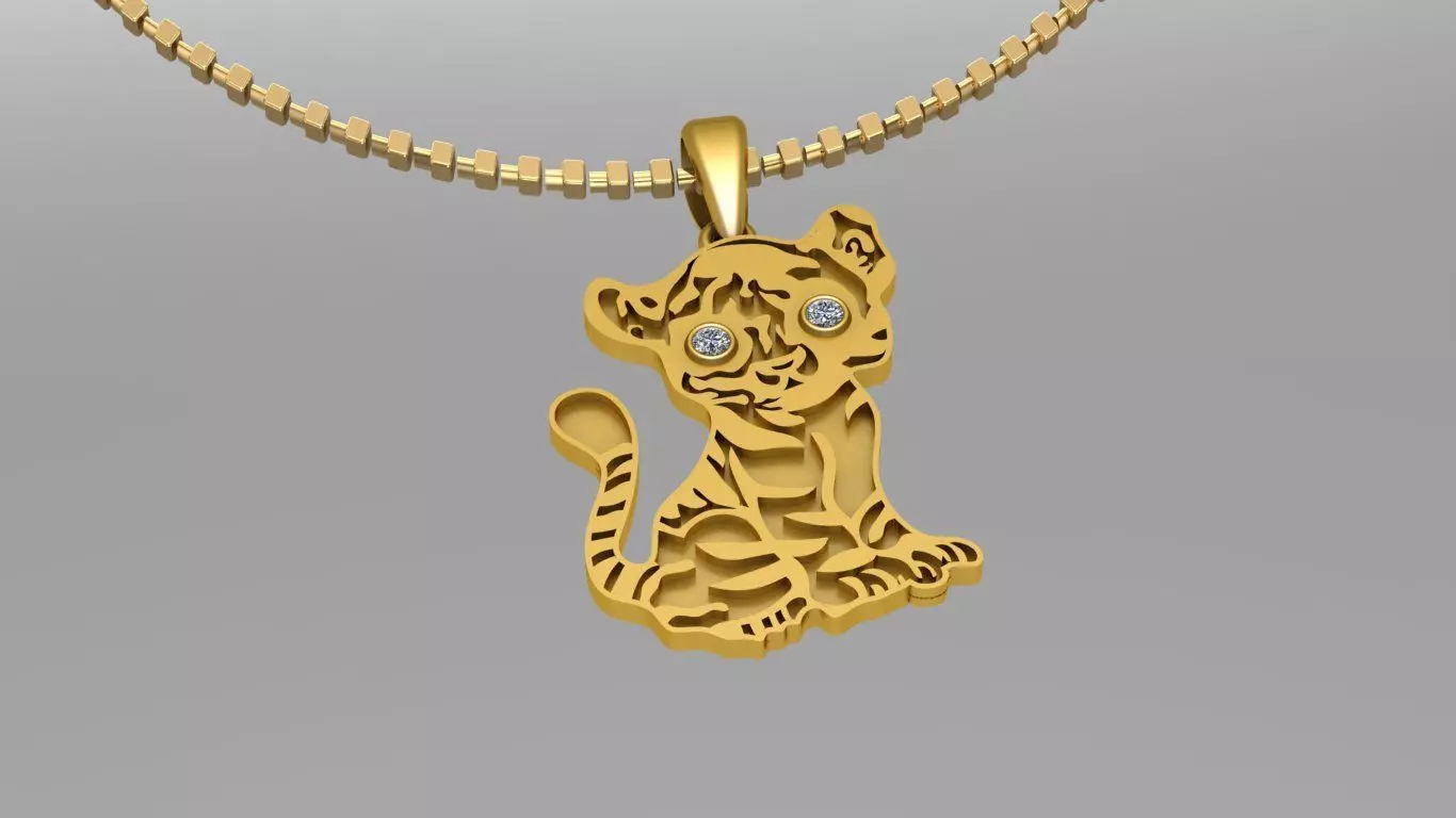 Gold Tiger Pendant 3D print model 3D 3D print model