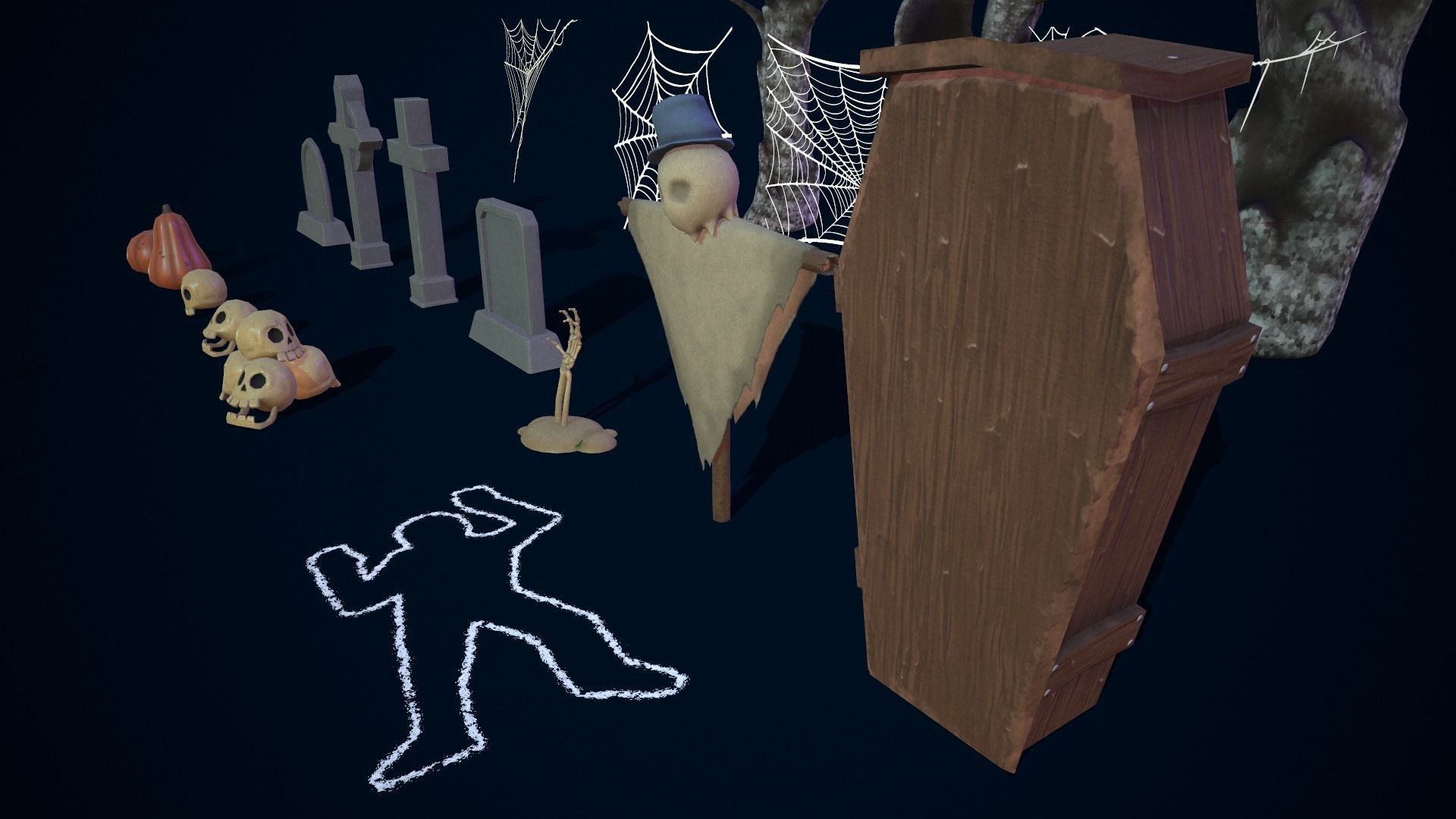 Spooky Pack v4  Game-ready Halloween Assets Low-poly 3D model_17