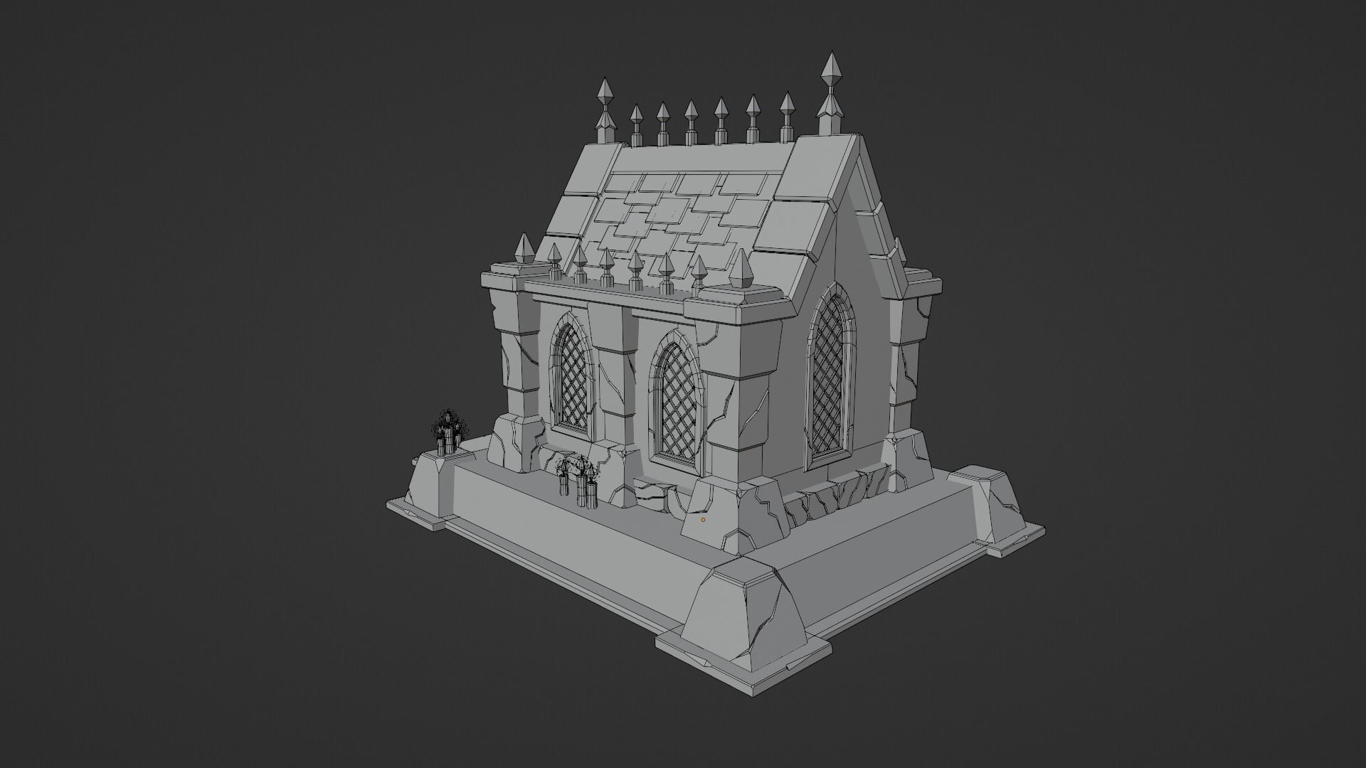 Tomb house Low-poly 3D model_8