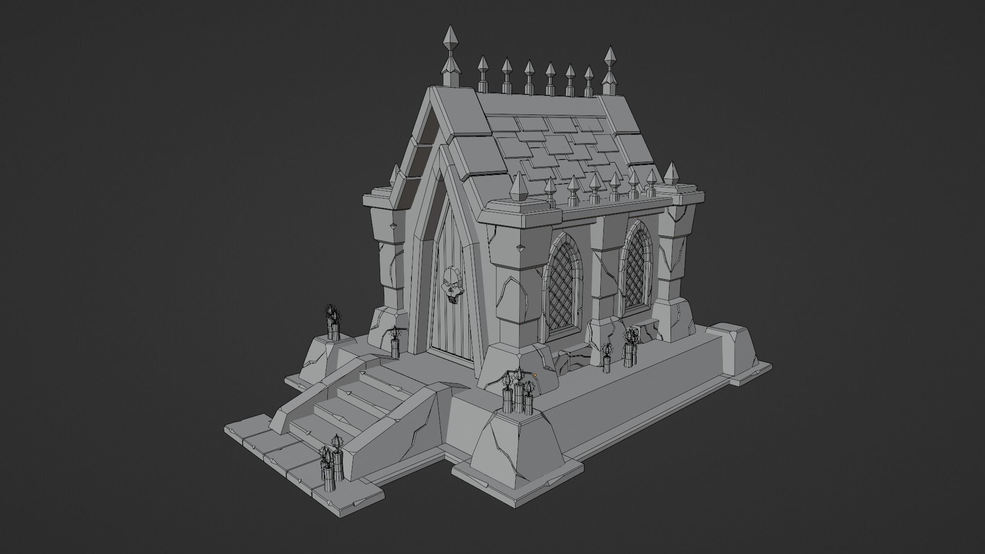 Tomb house Low-poly 3D model_7