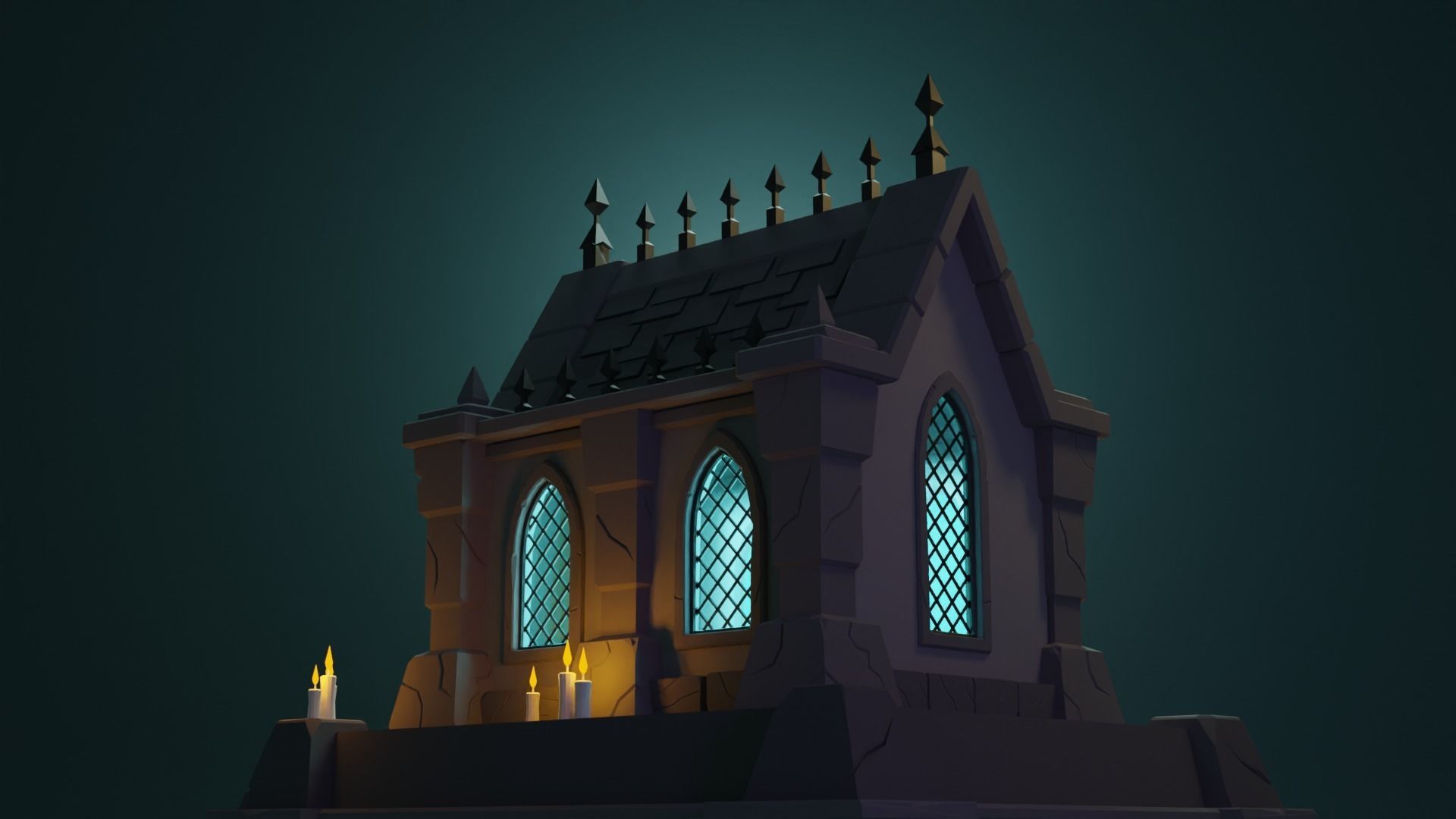 Tomb house Low-poly 3D model_5