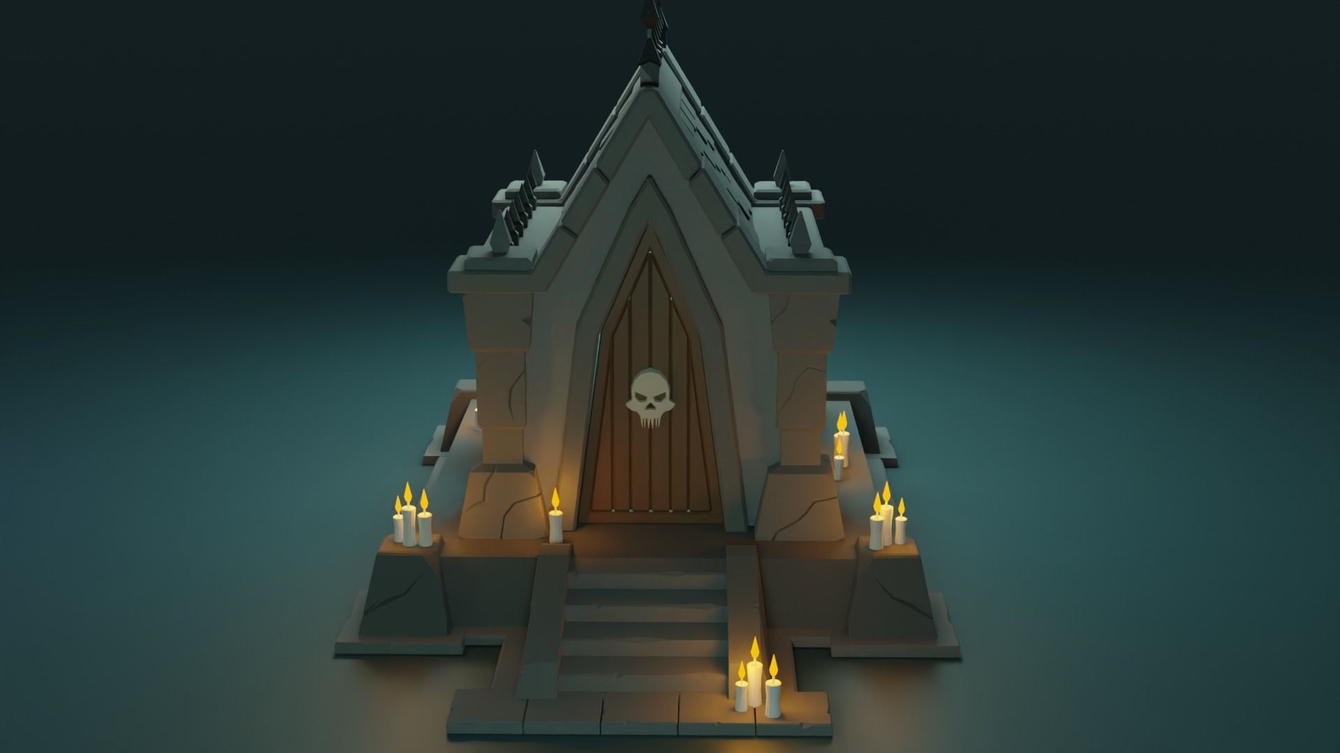 Tomb house Low-poly 3D model_2