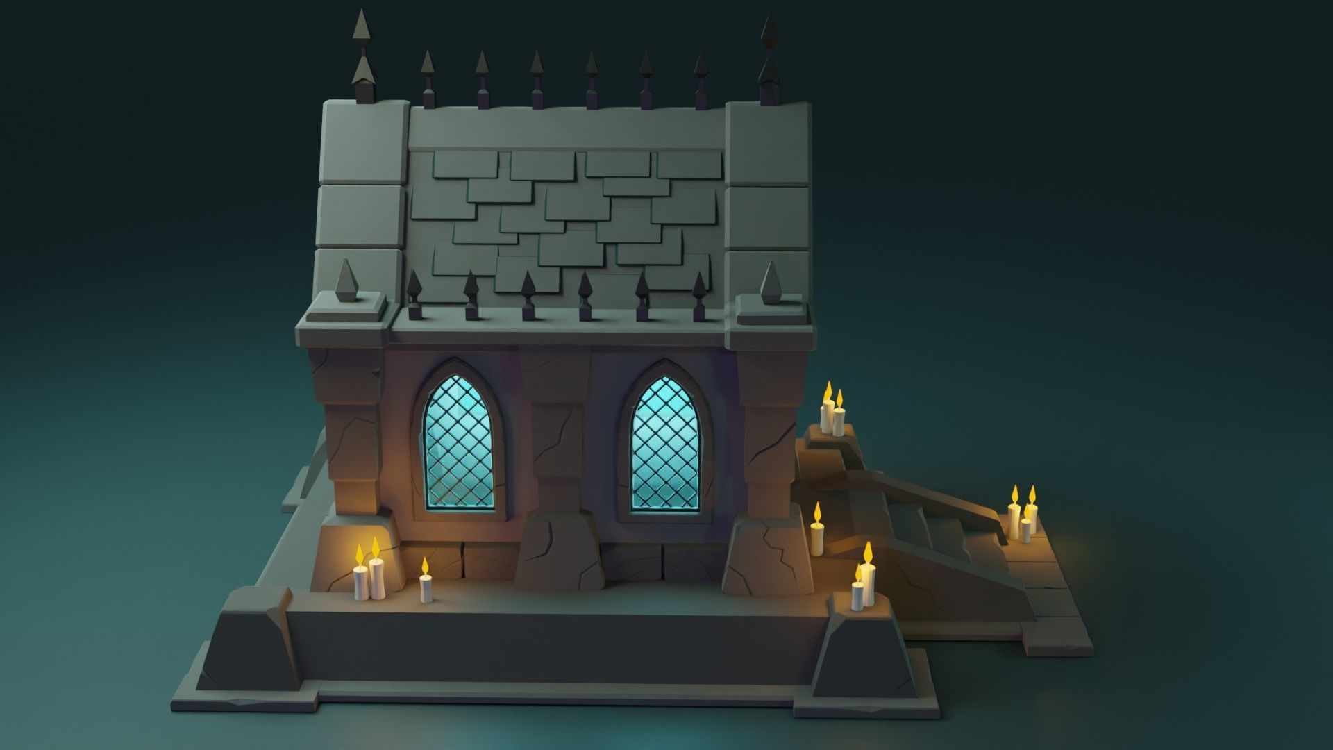 Tomb house Low-poly 3D model_3