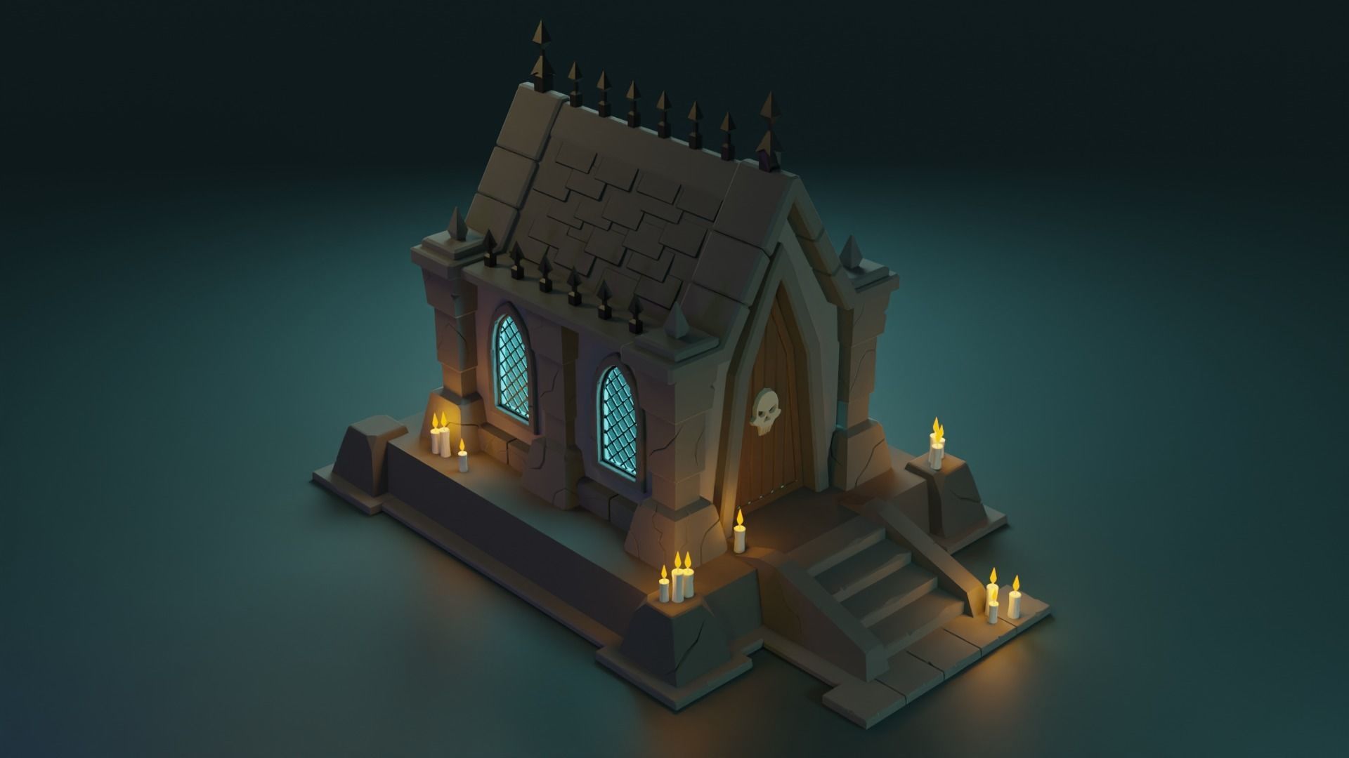 Tomb house Low-poly 3D model_1