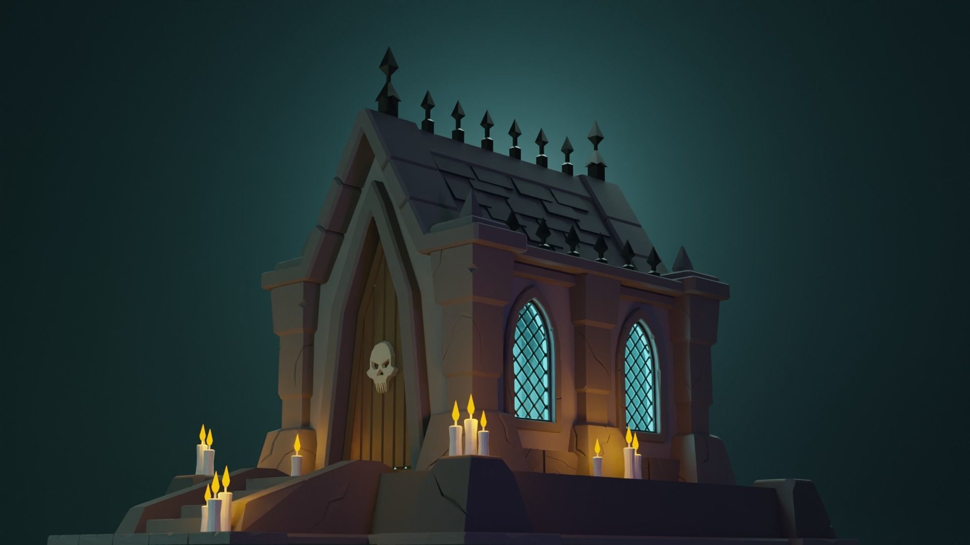 Tomb house Low-poly 3D model_4