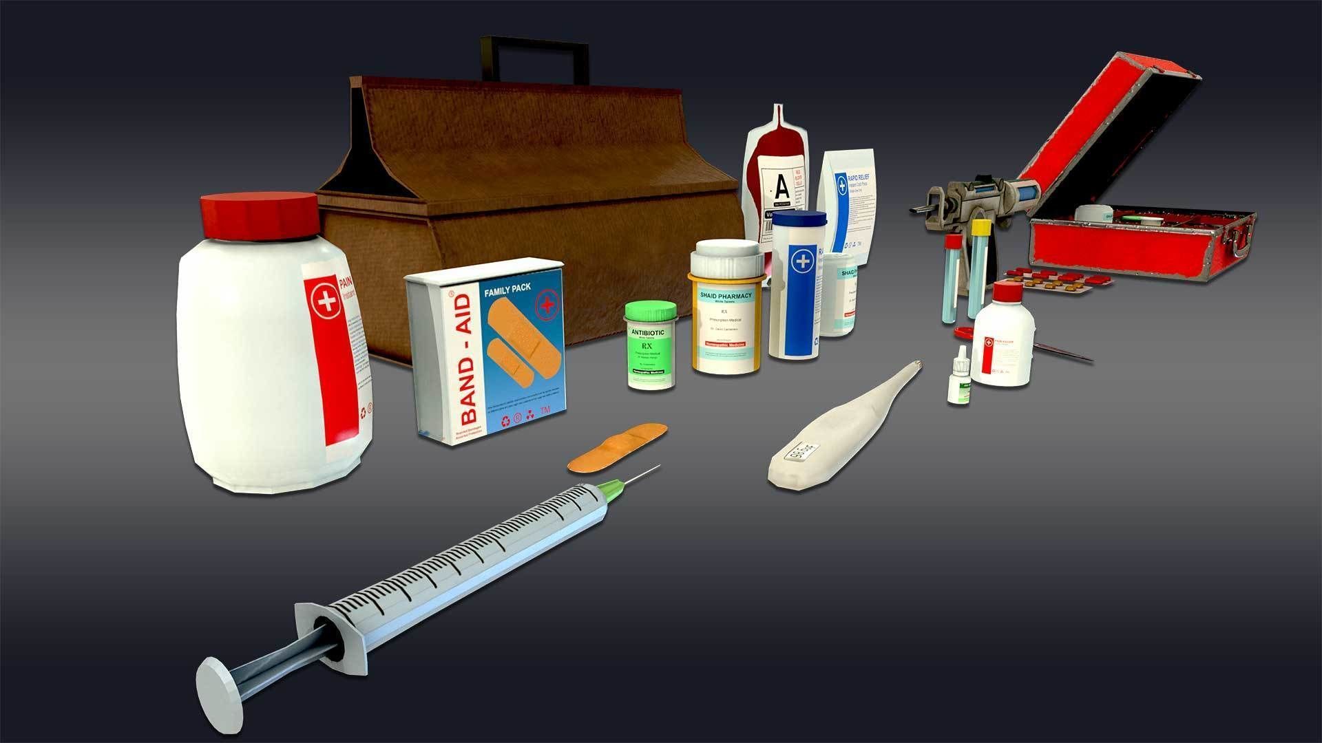 First Aid Medical Survival Kit - Game Ready Low poly 3D model_4